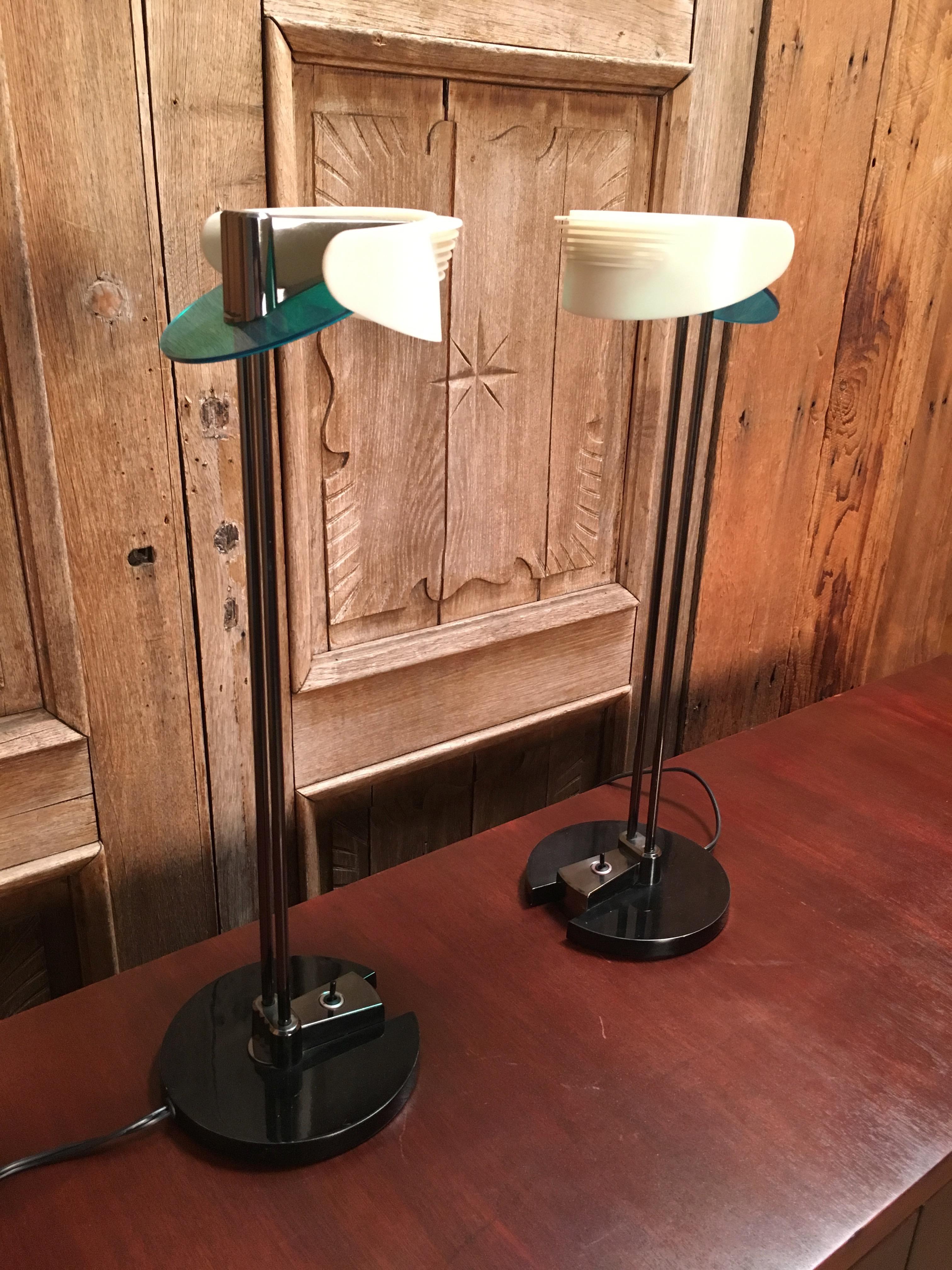 Chrome Lampes de table Fritz par Perry King & Santiago Miranda pour Arteluce en vente
