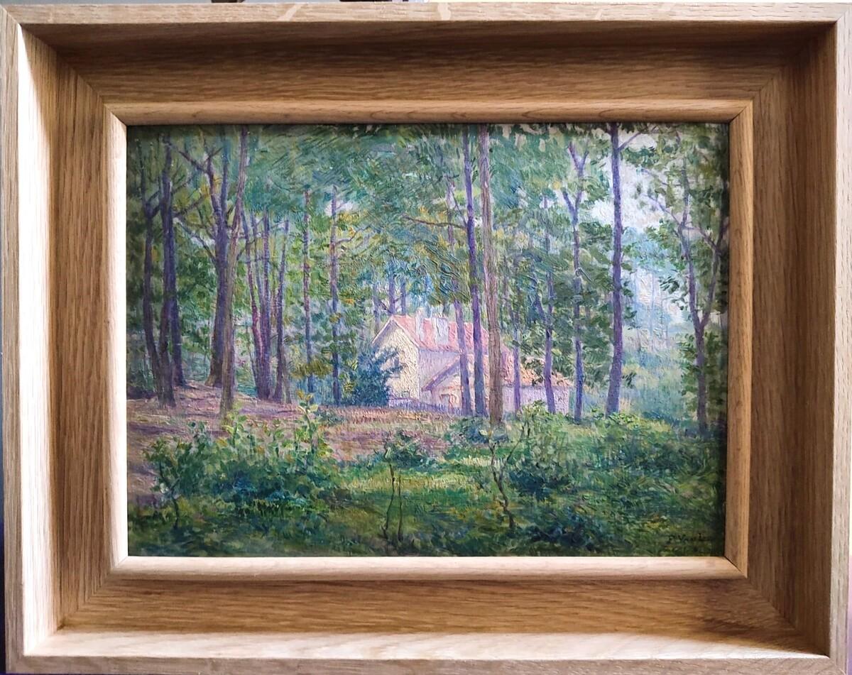  Fritz Van Loo  Landscape Painting – Forest near Meudon (Versailles), Öl auf Tafel von Fritz Van Loo