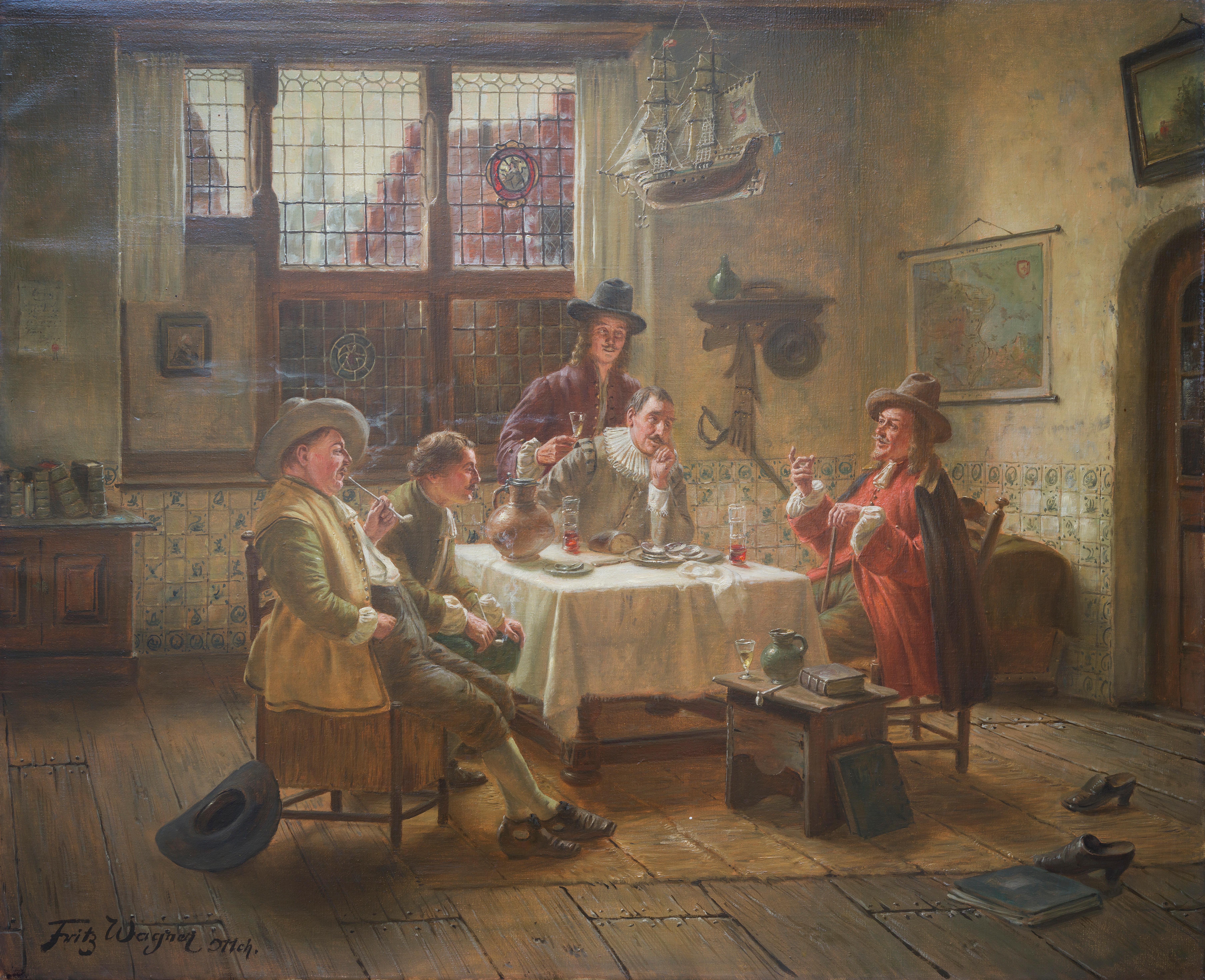 Die Besprächung - Painting by Fritz Wagner