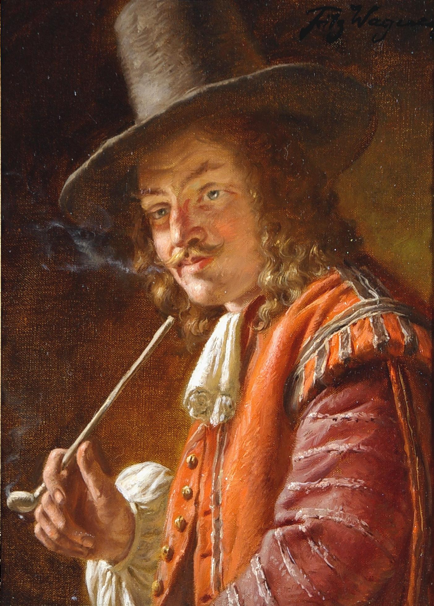 Profiter d'une fumée - Painting de Fritz Wagner