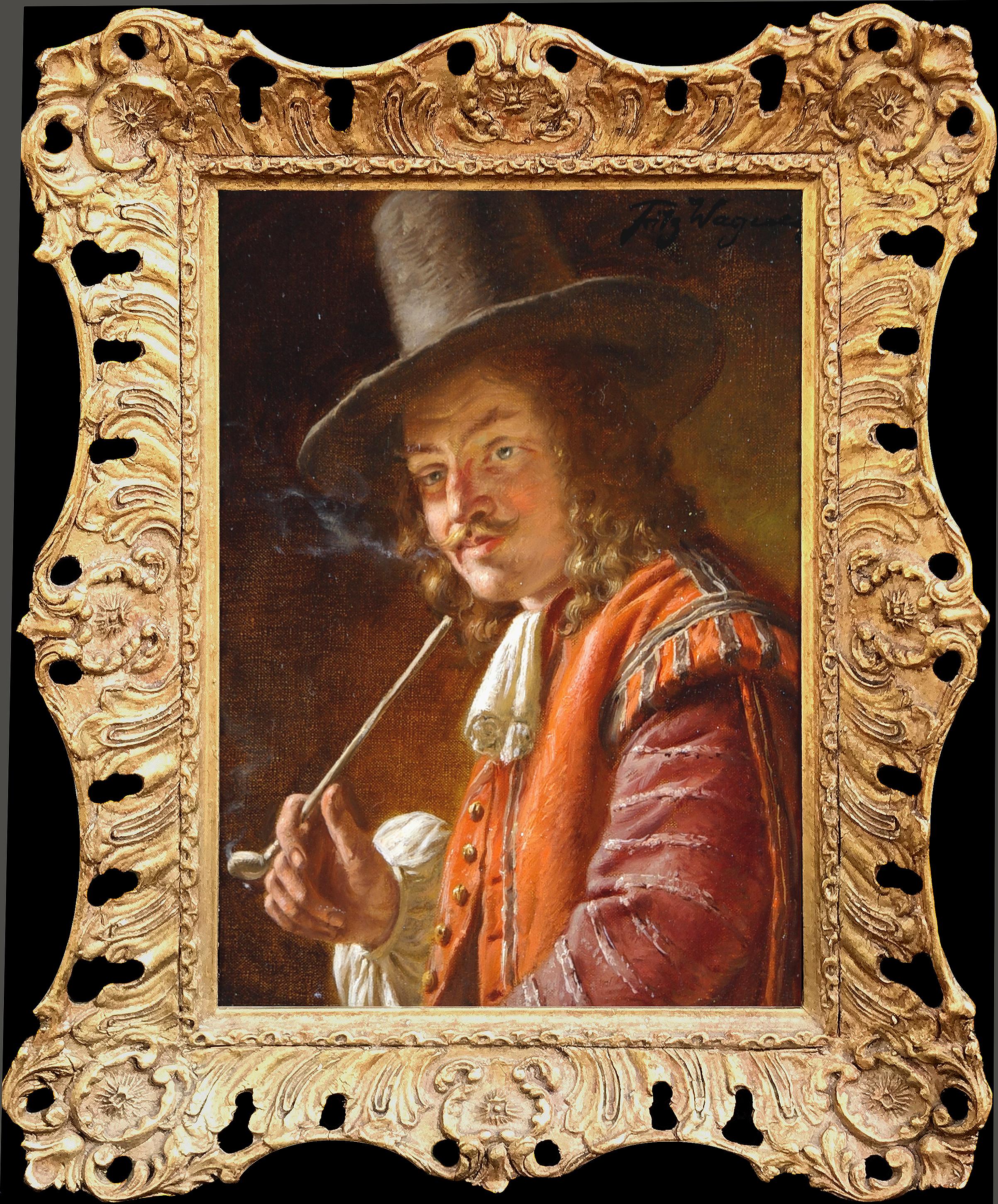 Fritz Wagner Portrait Painting - Enjoying a Smoke
