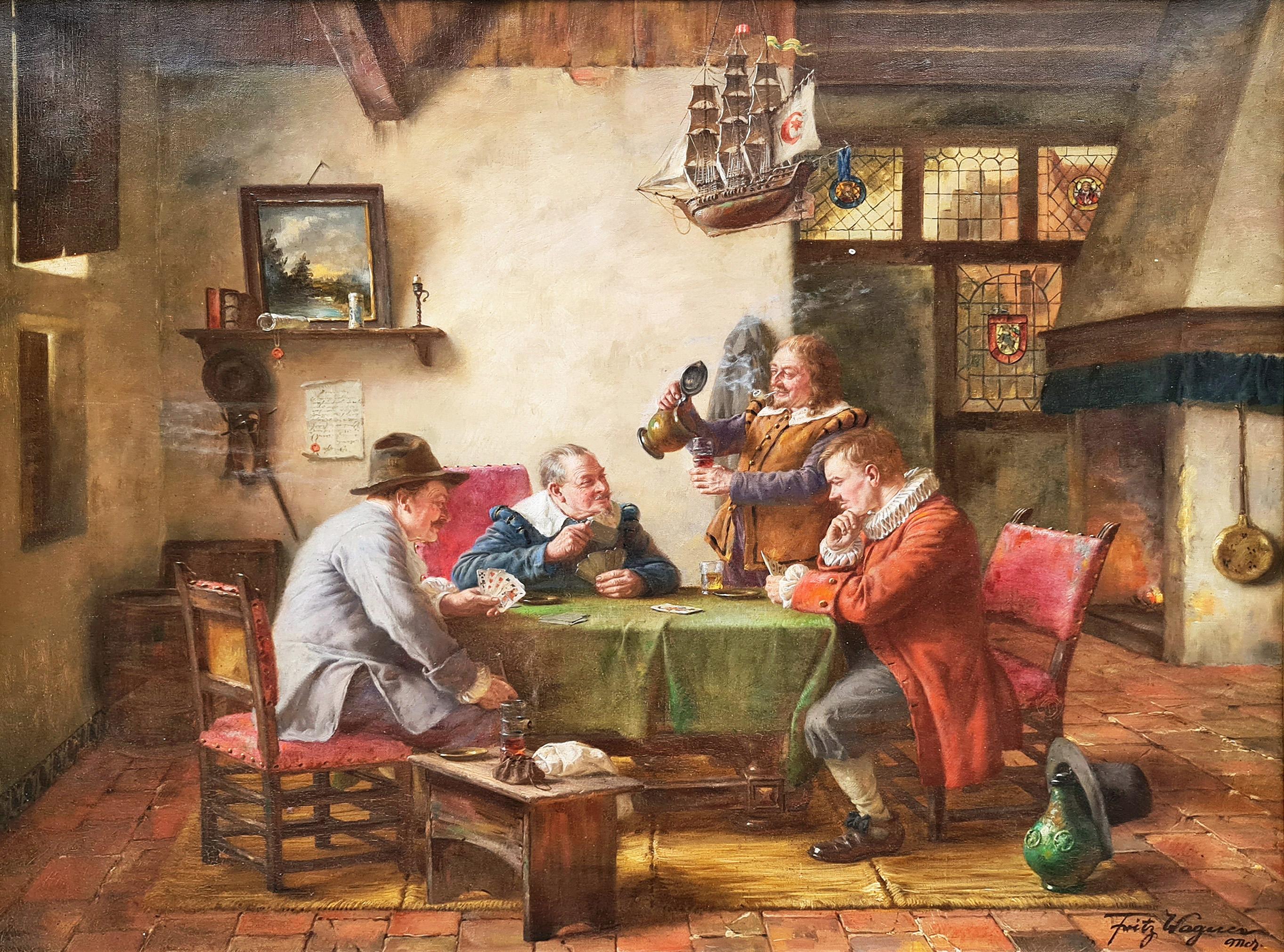 Playing Cards - Painting by Fritz Wagner