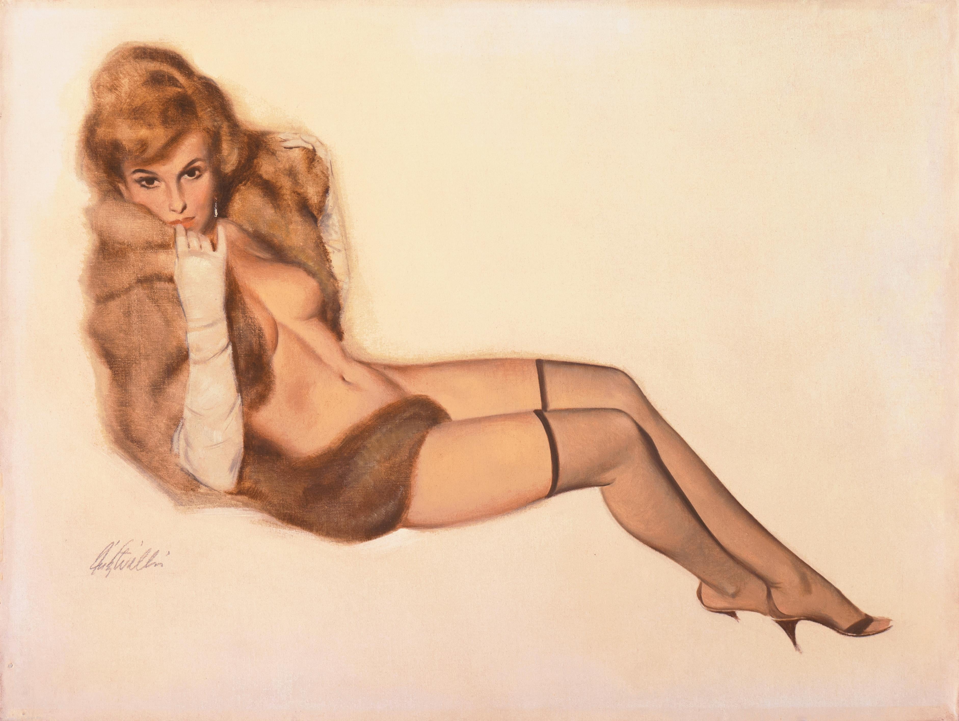 'Venus in Furs', American Pin-Up Illustration, Nude, Leopold von Sacher-Masoch - Painting by Fritz Willis