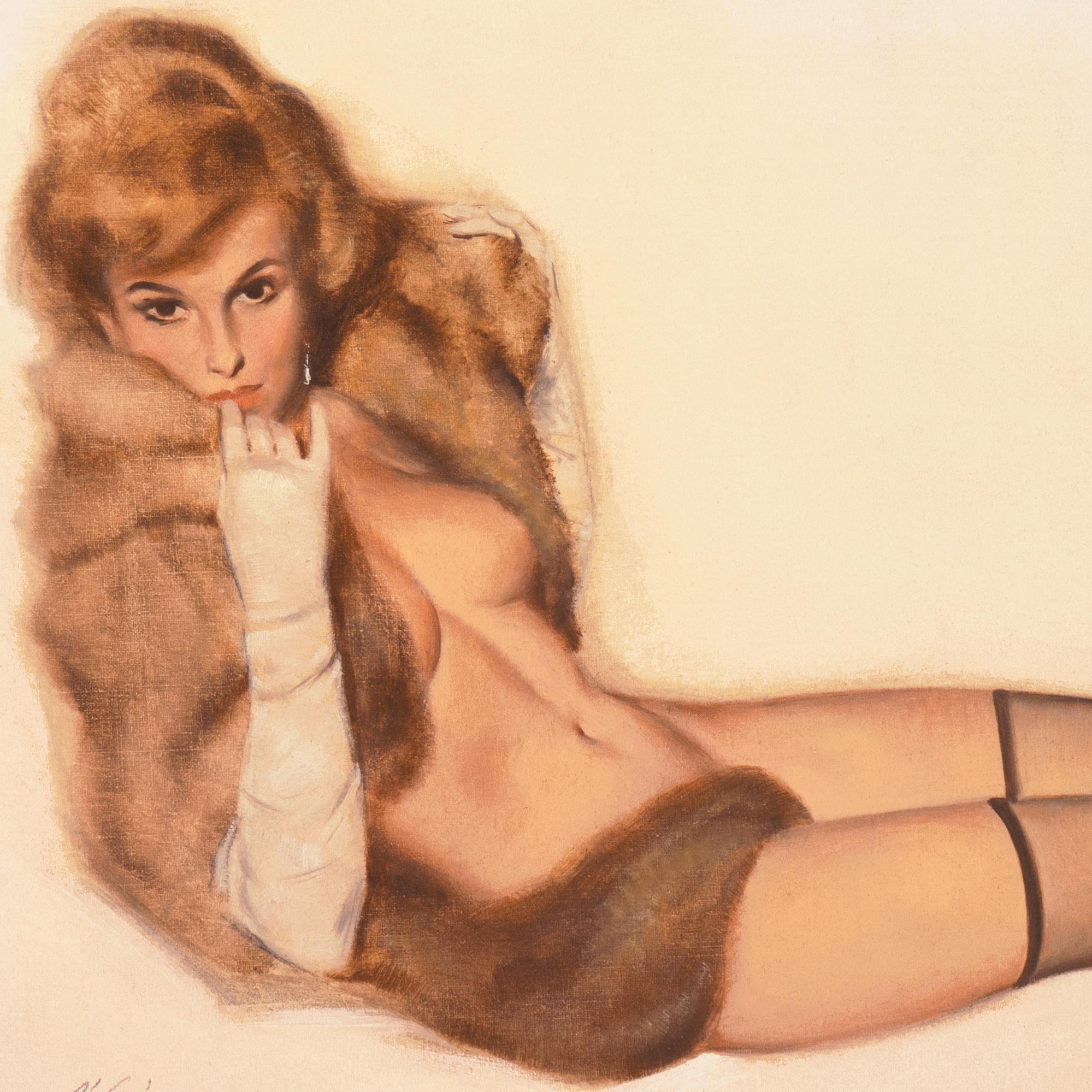 Fritz Willis Nude Painting - 'Venus in Furs', American Pin-Up Illustration, Nude, Leopold von Sacher-Masoch