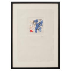 Fritz Winter "blue, brown, red, black" color aquatint of 3 plates, 1967