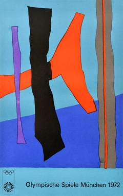 Original Vintage Sport Poster Munich Olympics 1972 Fritz Winter Abstract Design