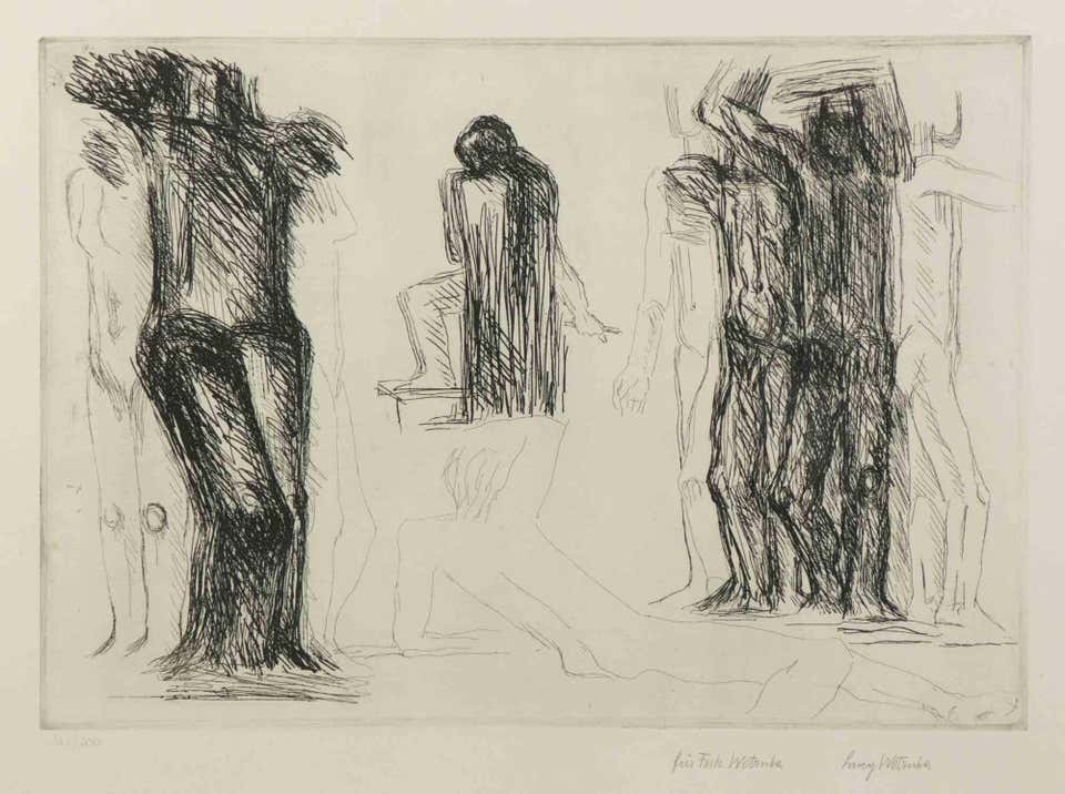 Homage to Michelangelo - Etching by Fritz Wotruba - 1975