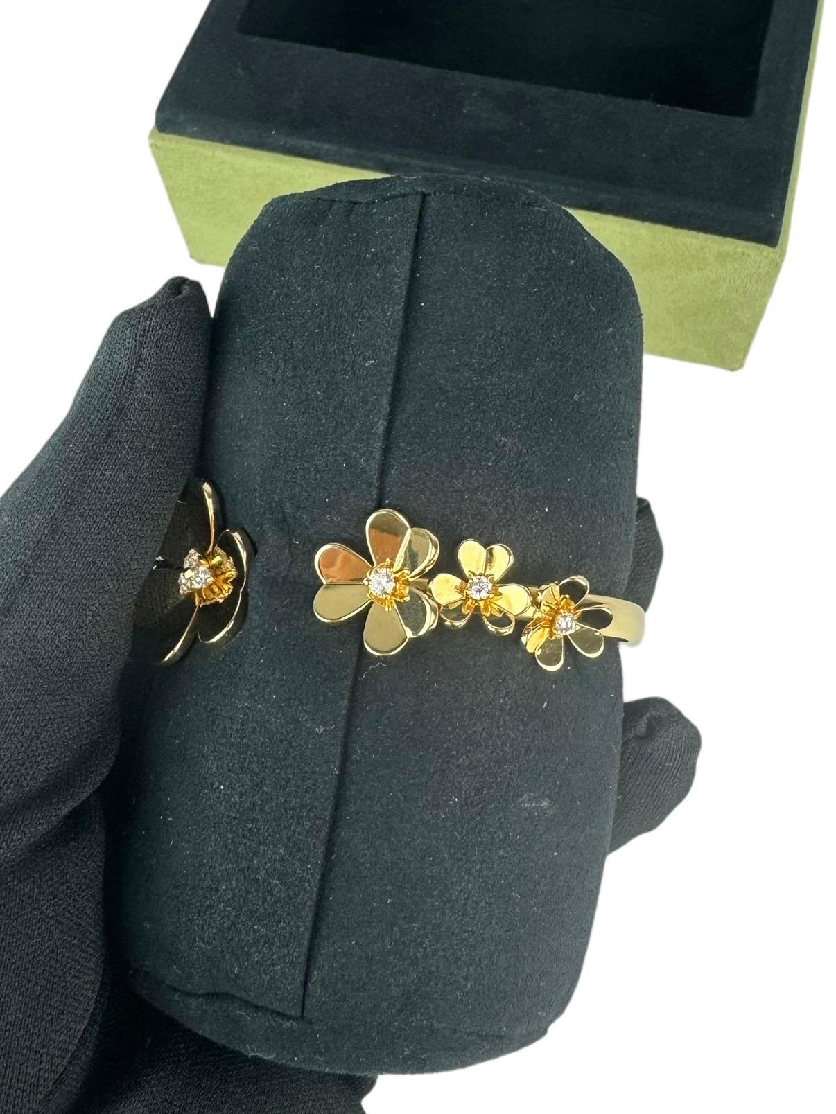 Frivole-Armband, 7 Blumen, mittleres Modell 18K Gelbgold, Diamant im Zustand „Neu“ im Angebot in Miami, FL