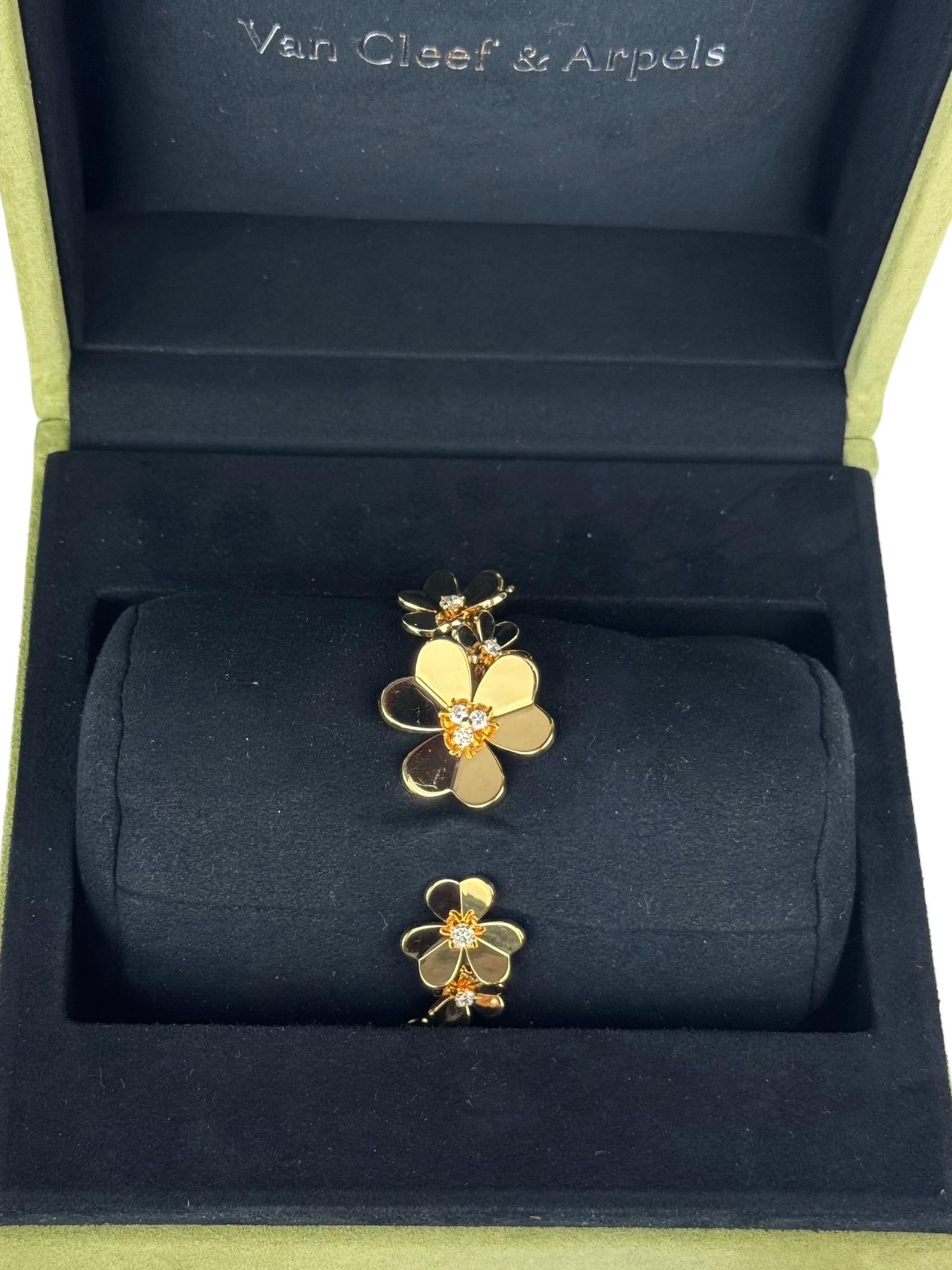 Frivole-Armband, 7 Blumen, mittleres Modell 18K Gelbgold, Diamant im Angebot 2
