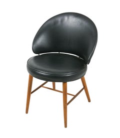 Frode Holm attr Dänischer Waschtischstuhl aus Teak und Leder