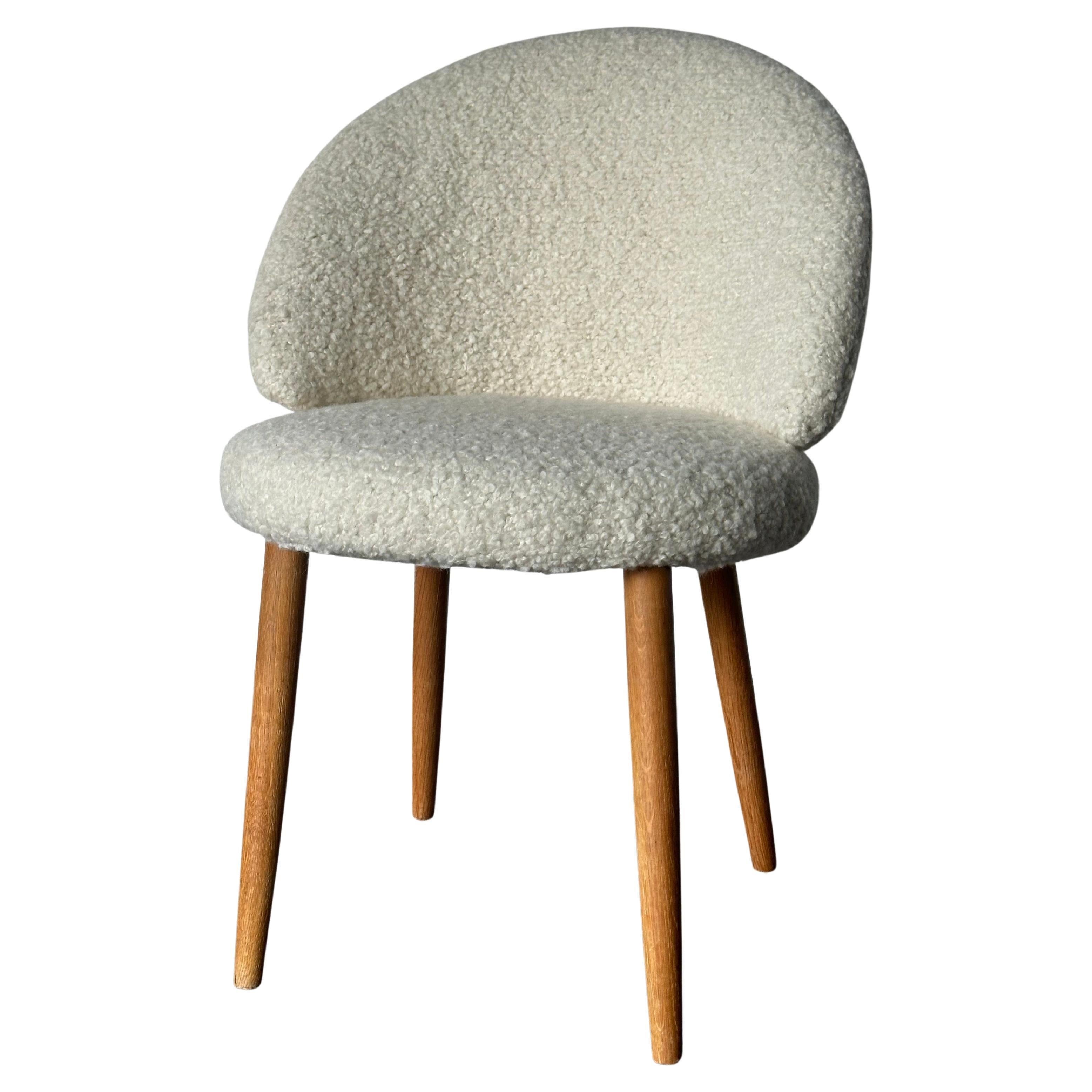 Frode Holm attr. Vanity Chair in New Ivory Boucle