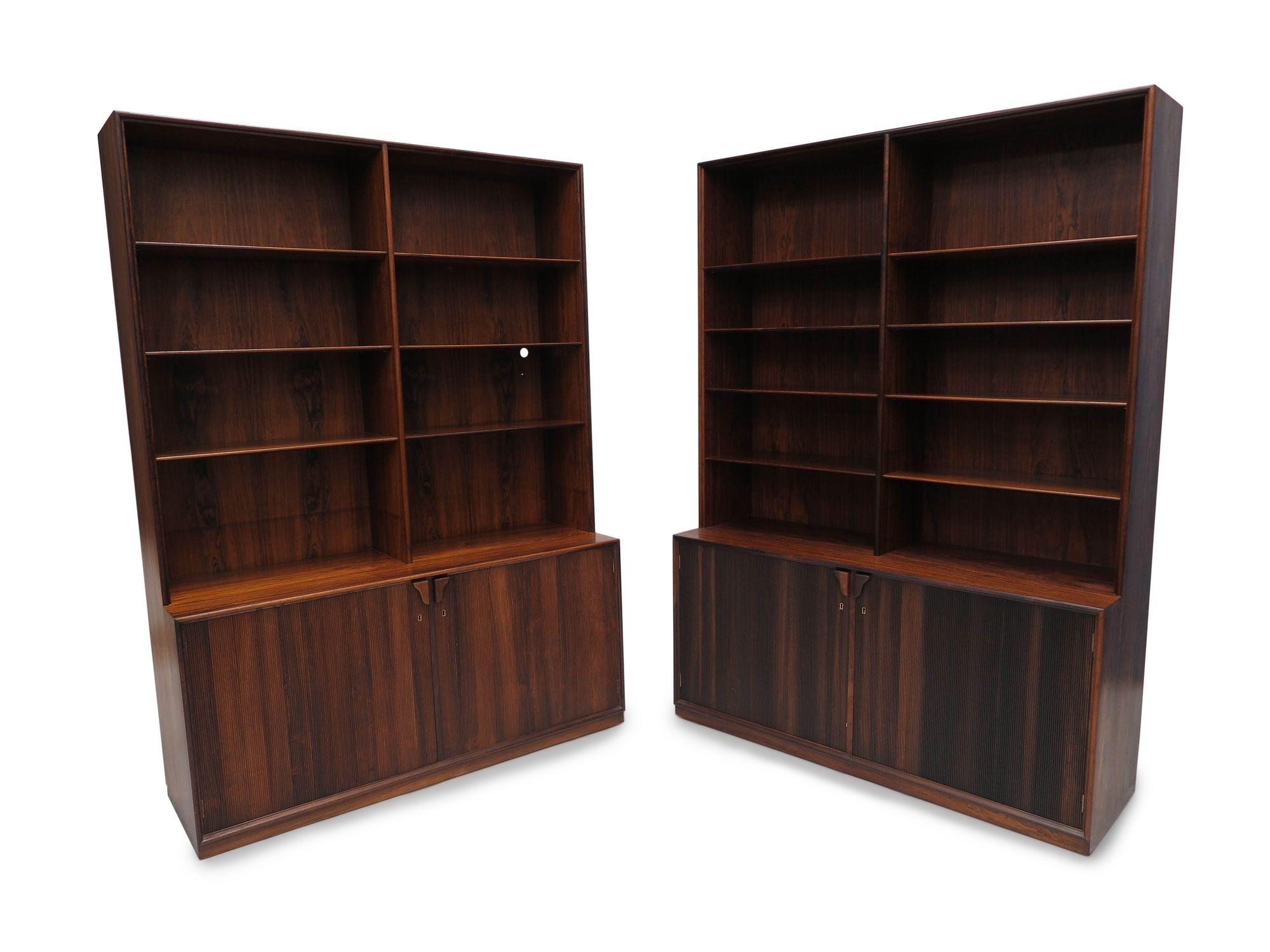 Scandinavian Modern Frode Holm for Illums Bolighus Danish Rosewood Bookcase Cabinets For Sale