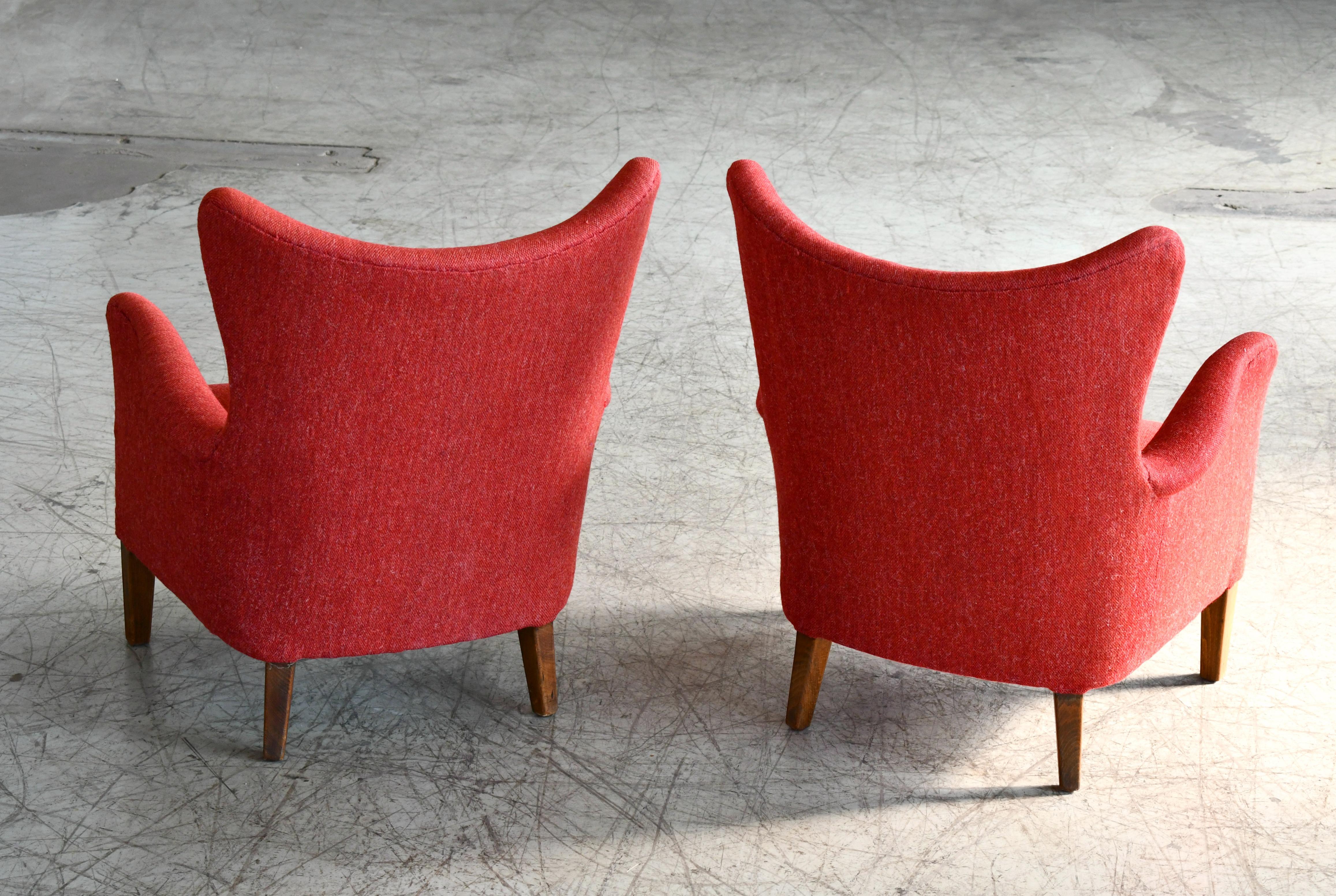 Frode Holm Pair of Danish 1940s Lounge Chairs for Illums Original Sales Tag 4