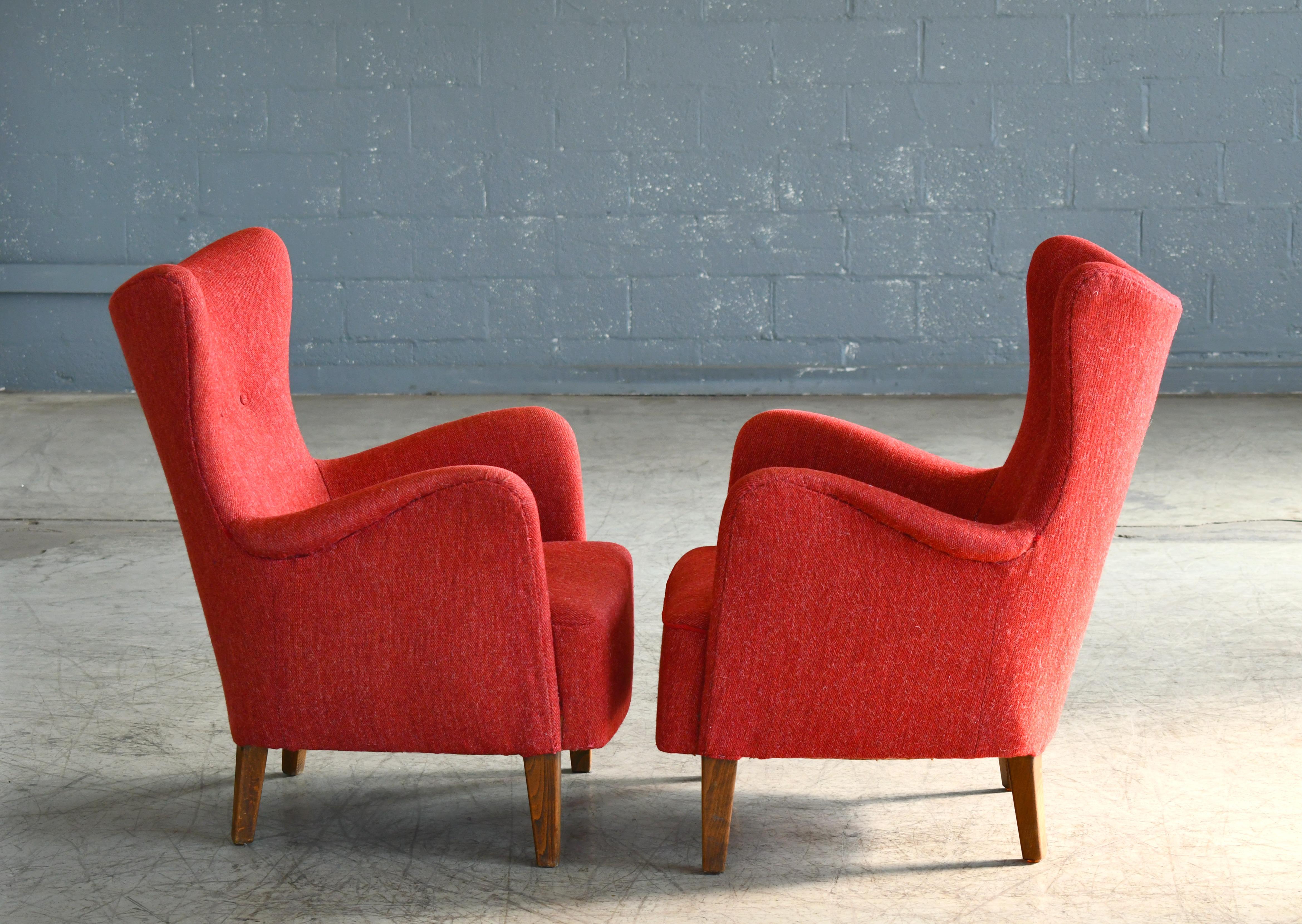 Frode Holm Pair of Danish 1940s Lounge Chairs for Illums Original Sales Tag 2