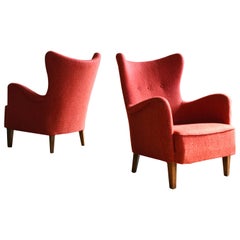 Frode Holm Paire de chaises longues danoises des années 1940 pour Illums Étiquette de vente originale