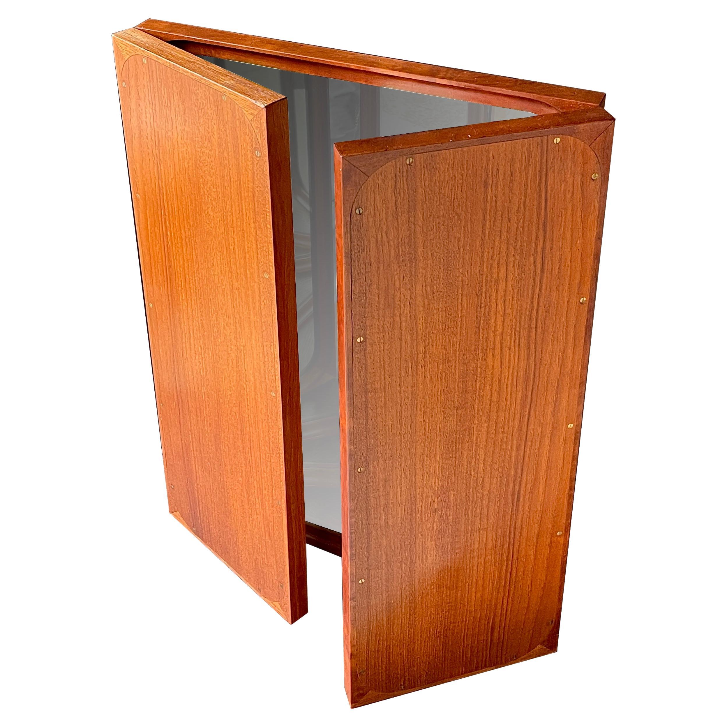 Specchio pieghevole da parete o da tavolo Frode Holm Teak di Illums Bolighus Vintage Danish in vendita