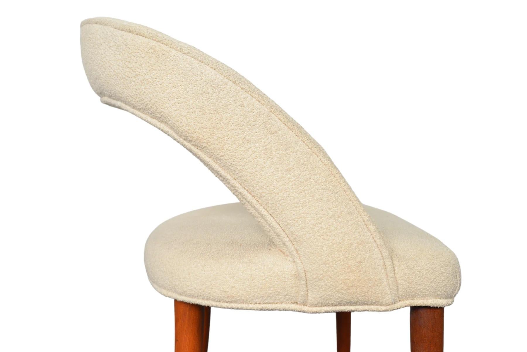 Danish Frode Holm Vanity Chair in Teak + White Boucle For Sale