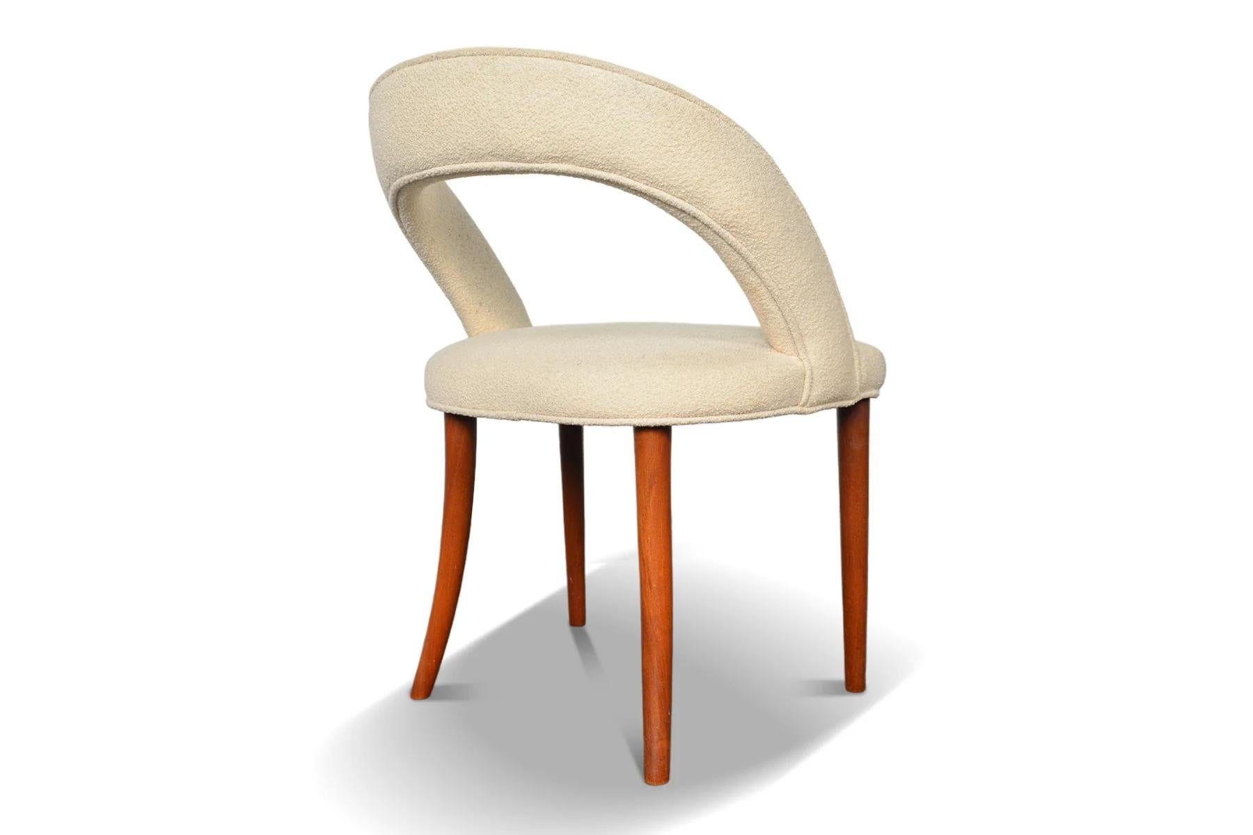Frode Holm Vanity Chair in Teak + White Boucle In Good Condition For Sale In Berkeley, CA
