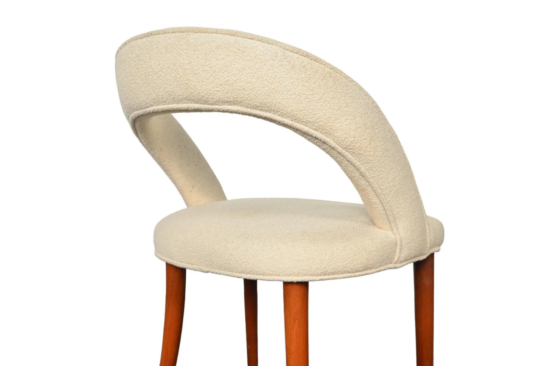 20th Century Frode Holm Vanity Chair in Teak + White Boucle For Sale