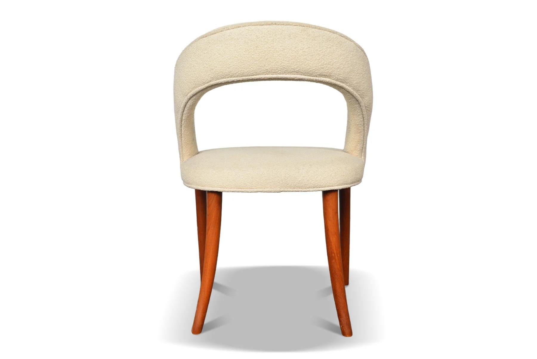 Frode Holm Vanity Chair in Teak + White Boucle For Sale 1