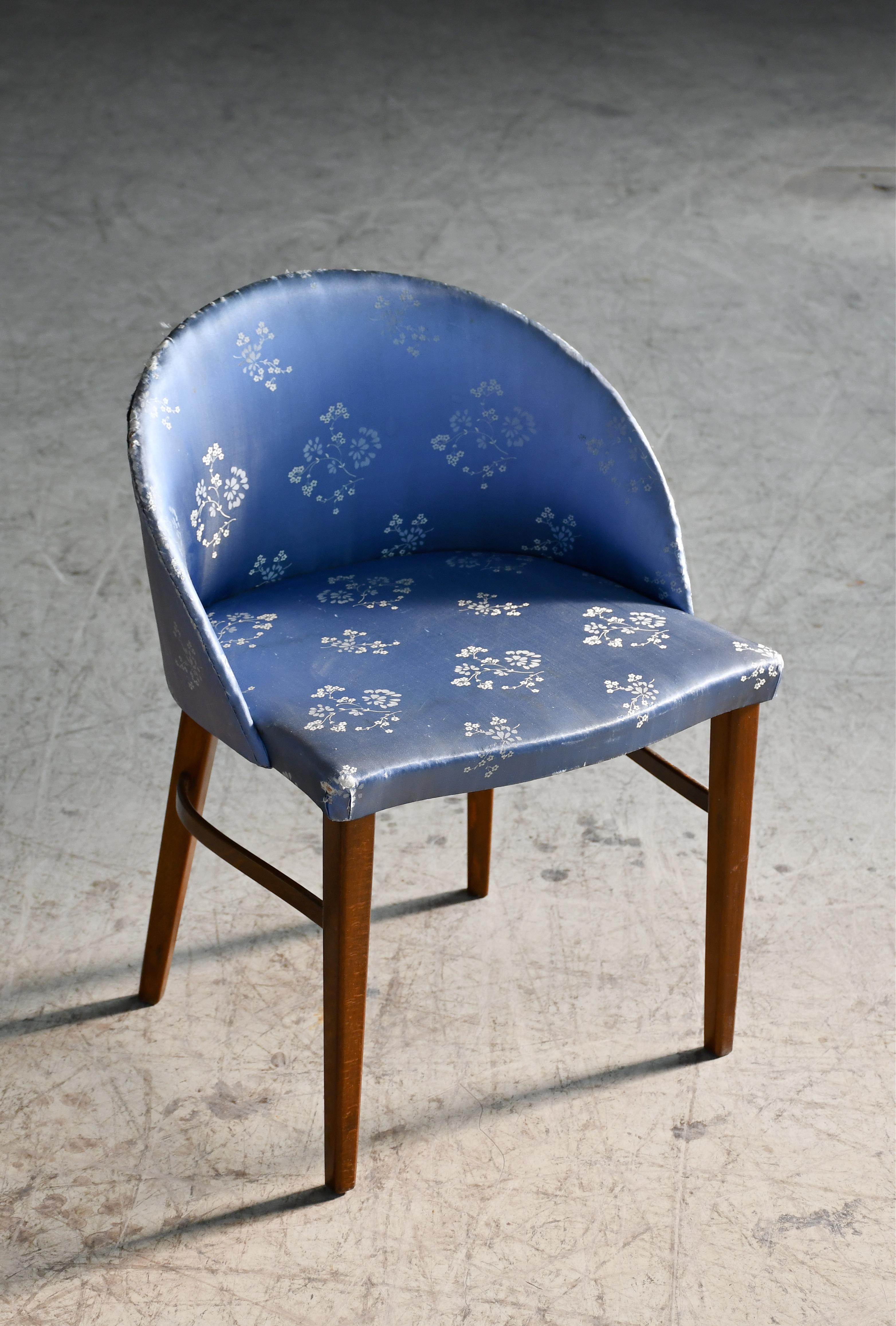 Mid-Century Modern Frode Holm Vanity or Accent Chair in Mahogany Danish Mid-Century, 1950's For Sale
