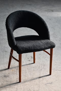 Fauteuil-lavabo ou coiffeuse en laine d'agneau Frode Holm, Danemark, années 1950
