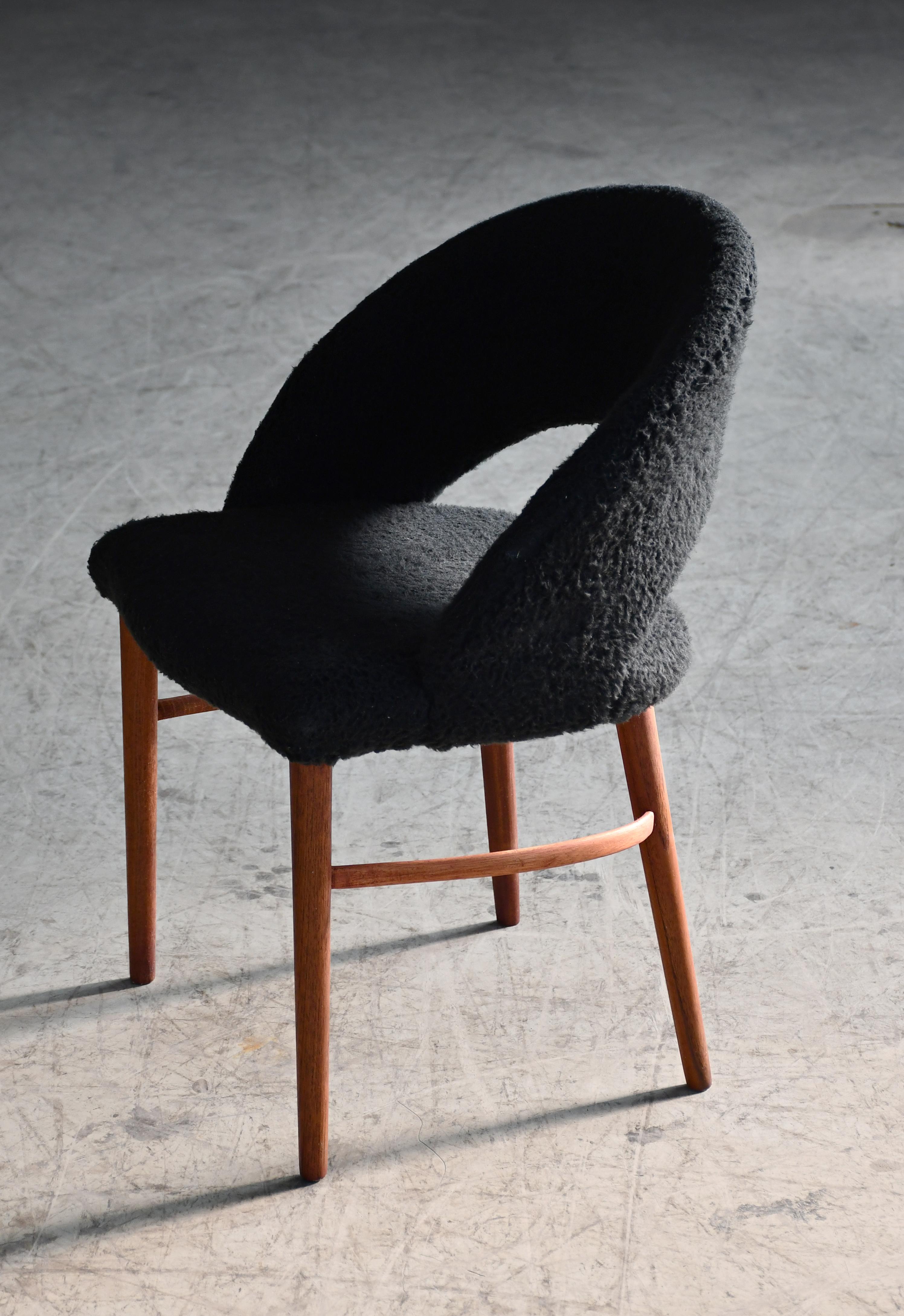 Danish Frode Holm Vanity or Dressing Chair in Lambswool Denmark, 1950s For Sale