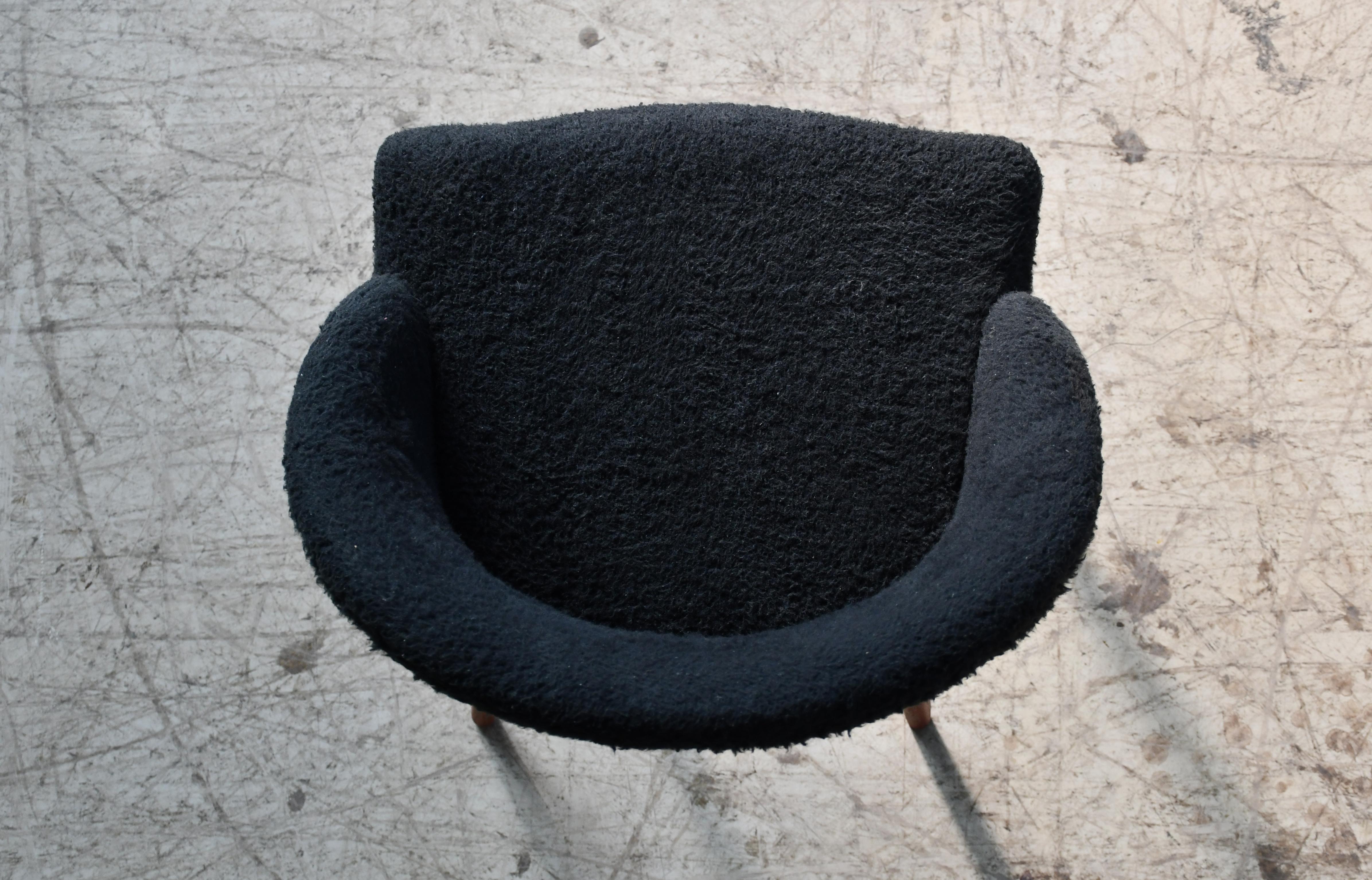 Teak Frode Holm Vanity or Dressing Chair in Lambswool Denmark, 1950s For Sale