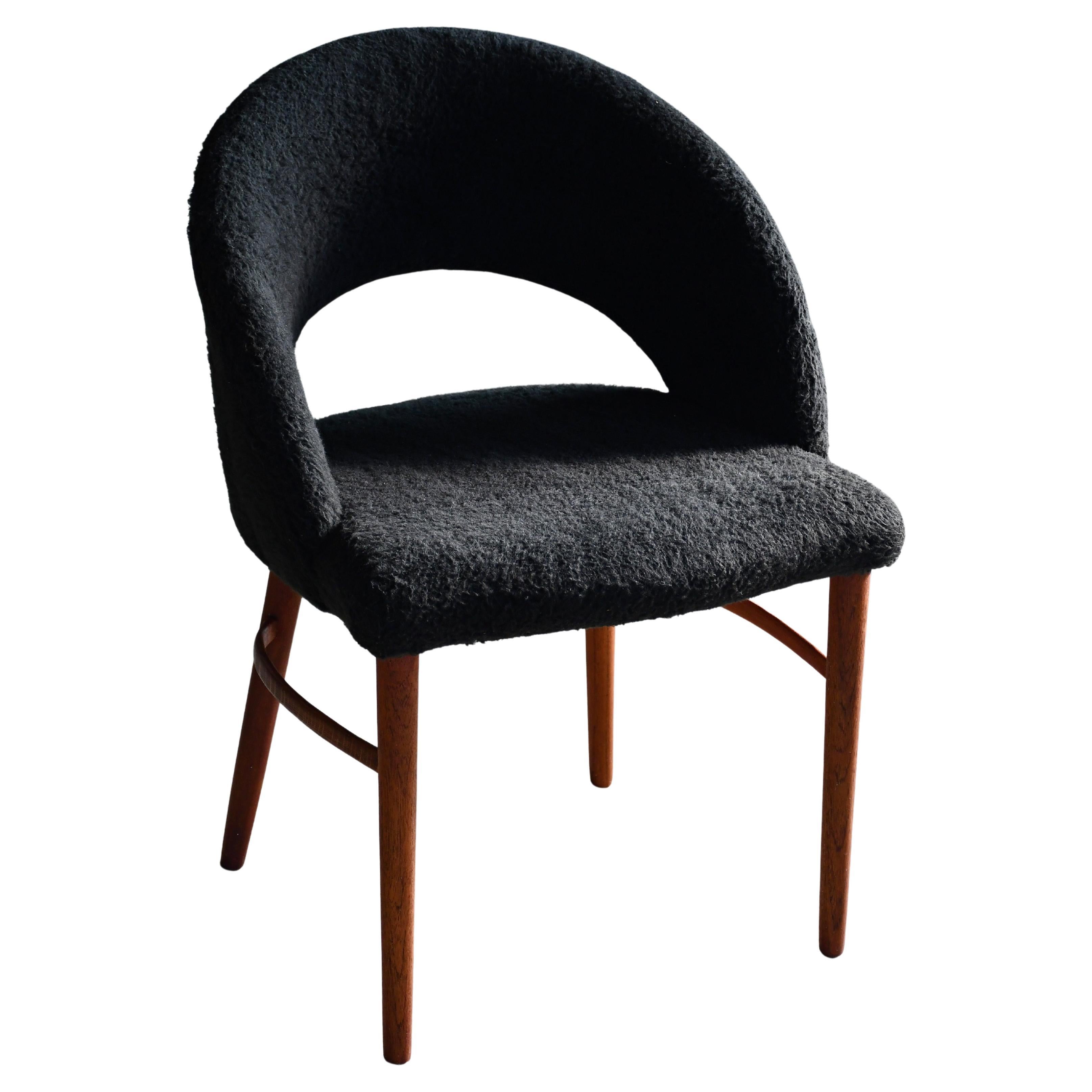 Frode Holm Vanity or Dressing Chair in Lambswool Denmark, 1950s For Sale