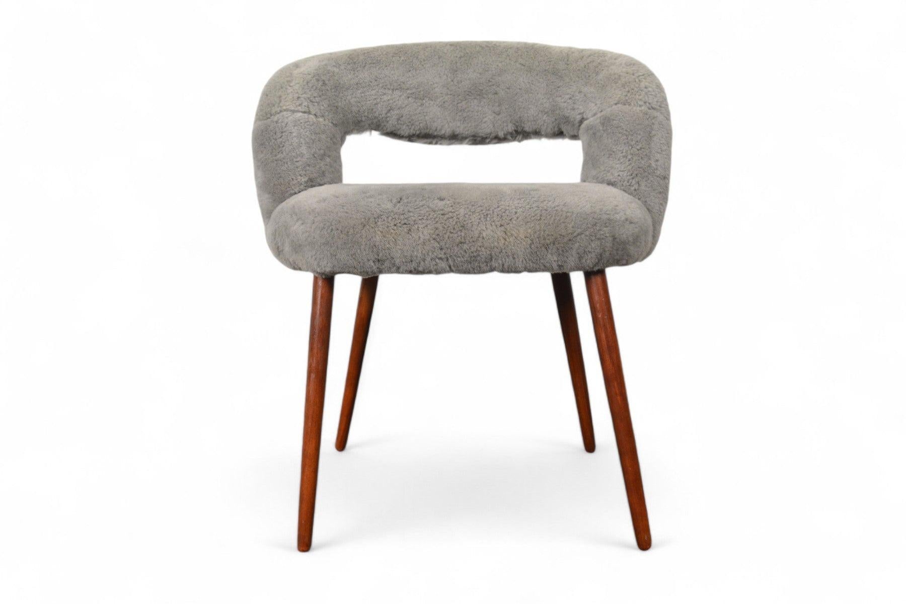 Danese Sgabello Vanity Frode Holm in Shearling Grigio in vendita