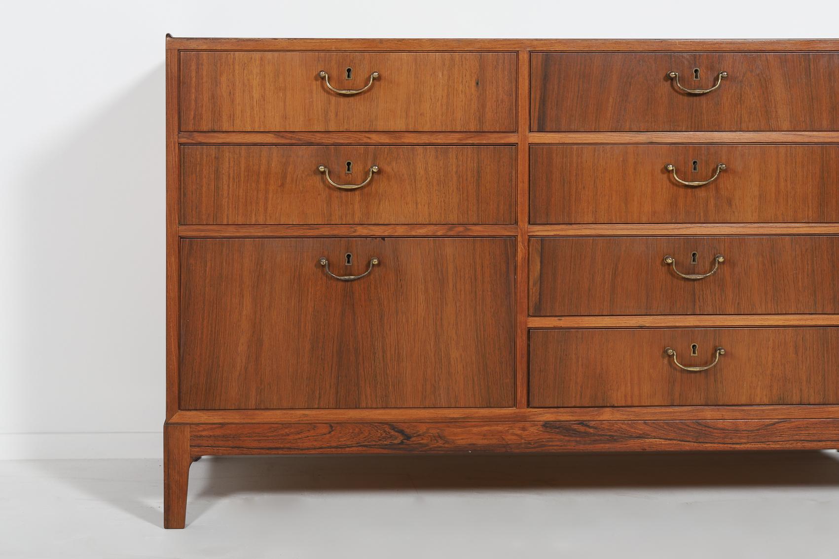 Frode Holm walnut commode from Illums Bolighus, Denmark 1950’s For Sale 7