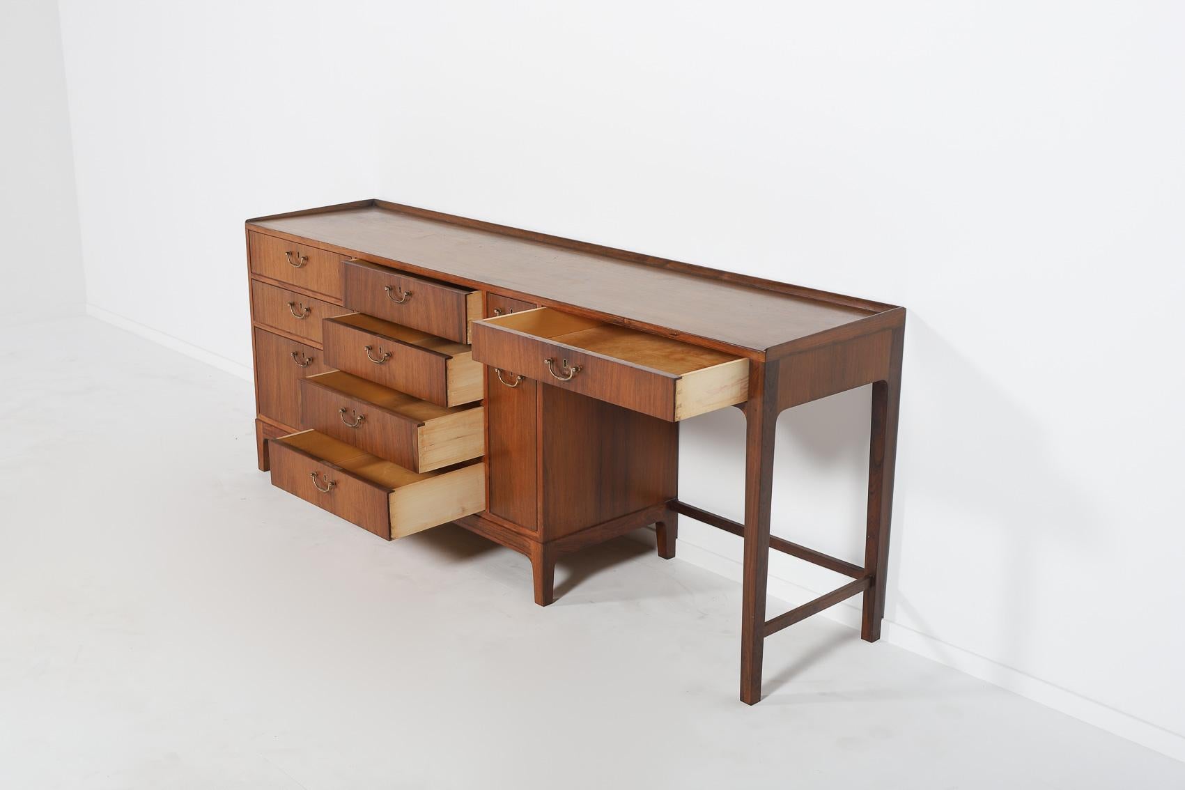 20th Century Frode Holm walnut commode from Illums Bolighus, Denmark 1950’s For Sale