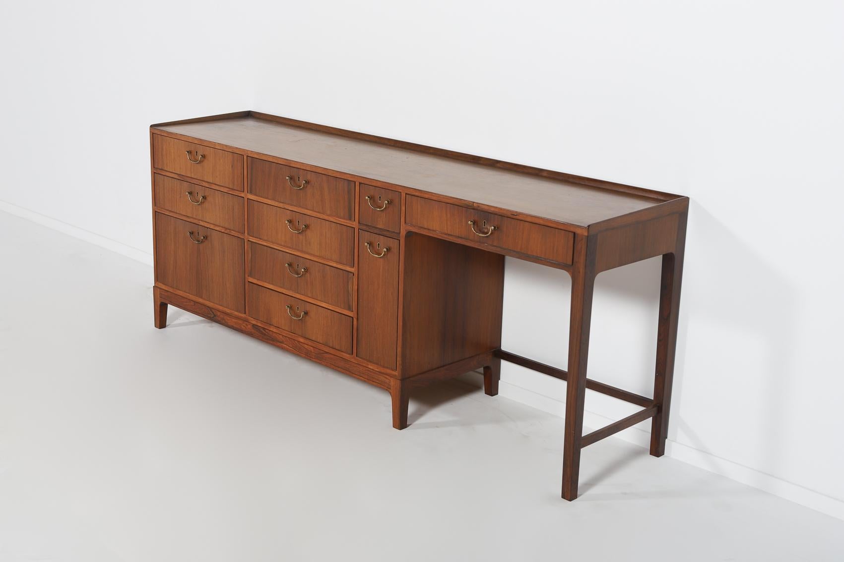 Frode Holm walnut commode from Illums Bolighus, Denmark 1950’s For Sale 2