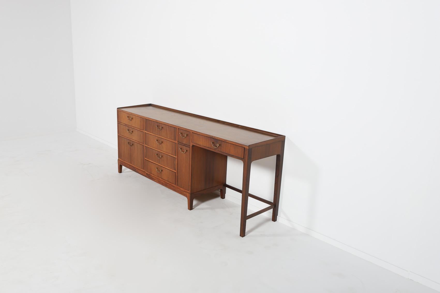 Frode Holm walnut commode from Illums Bolighus, Denmark 1950’s For Sale 4