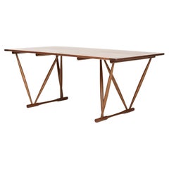 Frode Holm. Work Table In Solid Cherry Wood With Sculptural V-Shaped Frame