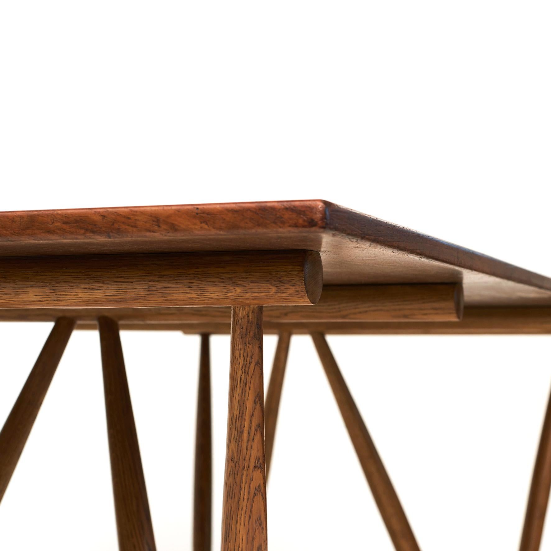 Frode Holm, Work Table in Solid Oak & Oak with Sculptural V-Shaped Frame 2