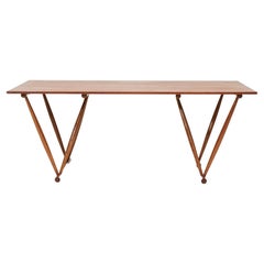 Frode Holm, Work Table in Solid Oak & Oak with Sculptural V-Shaped Frame