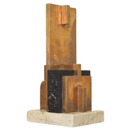 Frode Steinicke Sculpture Made of Black and White Marble and Patinated Brass For Sale