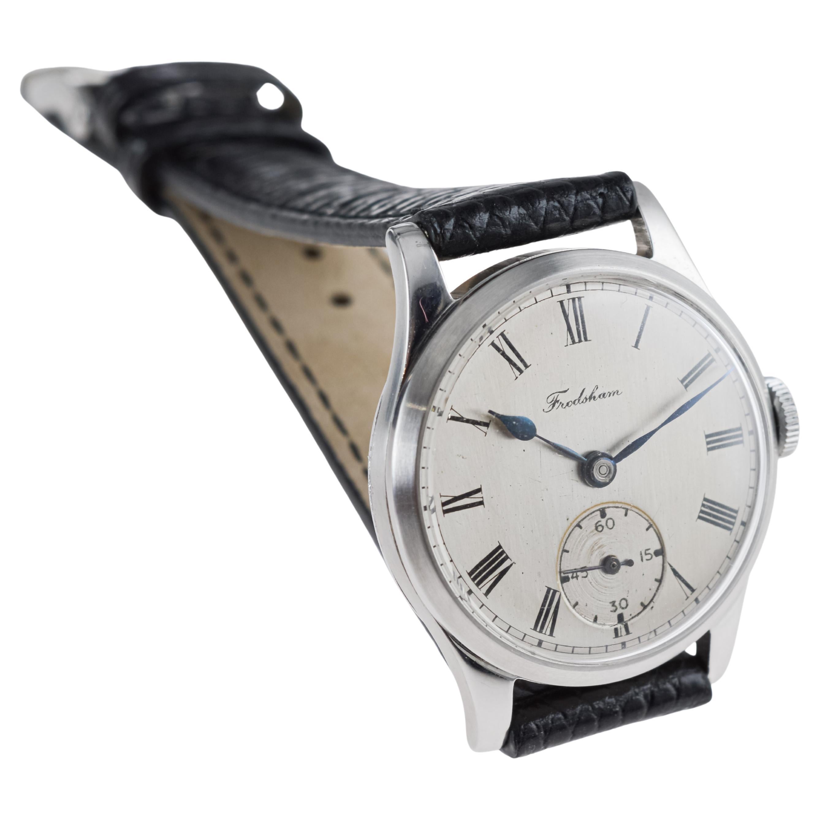 Frodsham Steel Cased Watch from 1940's with Original Dial British Made For Sale 5