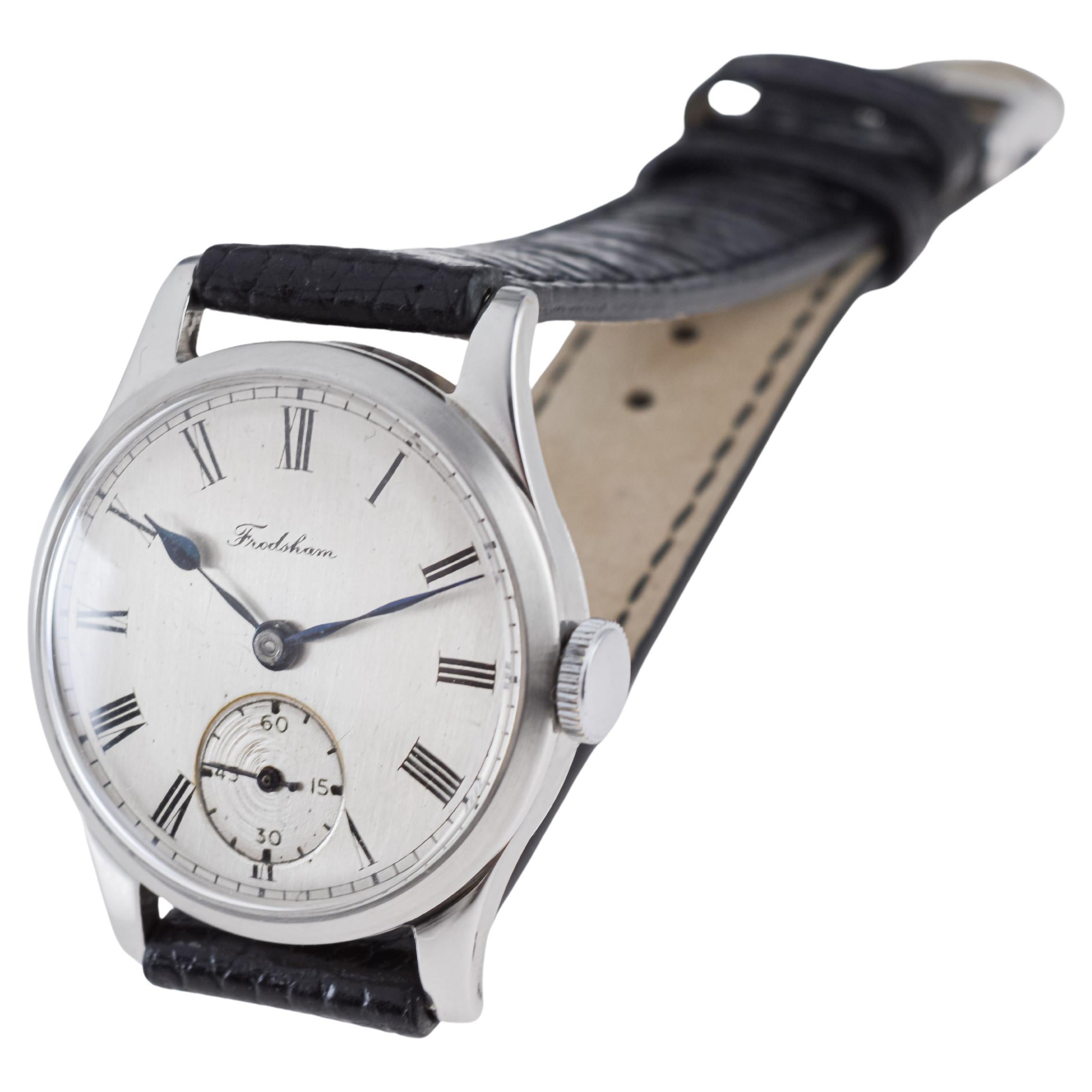 Frodsham Steel Cased Watch from 1940's with Original Dial British Made For Sale 7