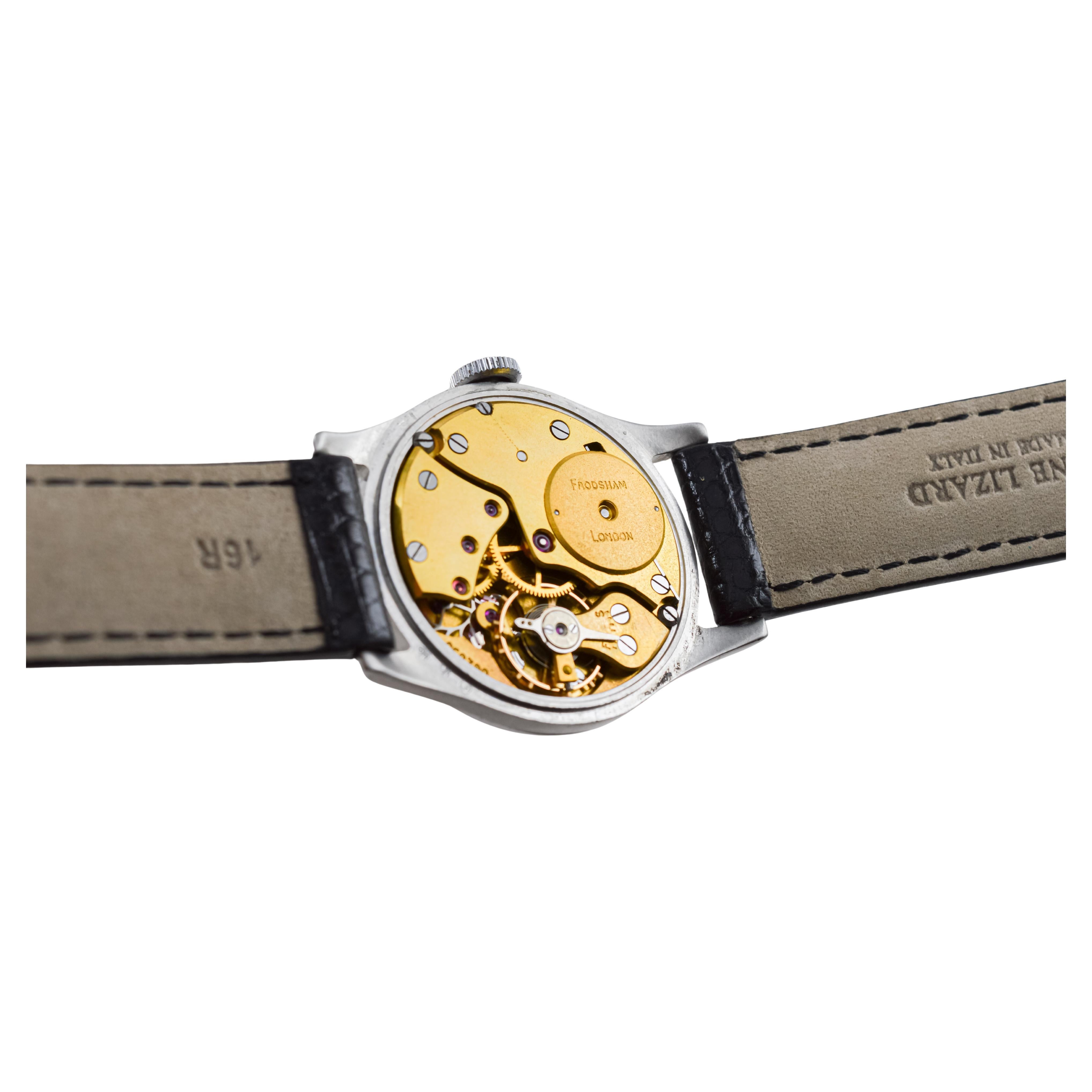 Frodsham Steel Cased Watch from 1940's with Original Dial British Made For Sale 11