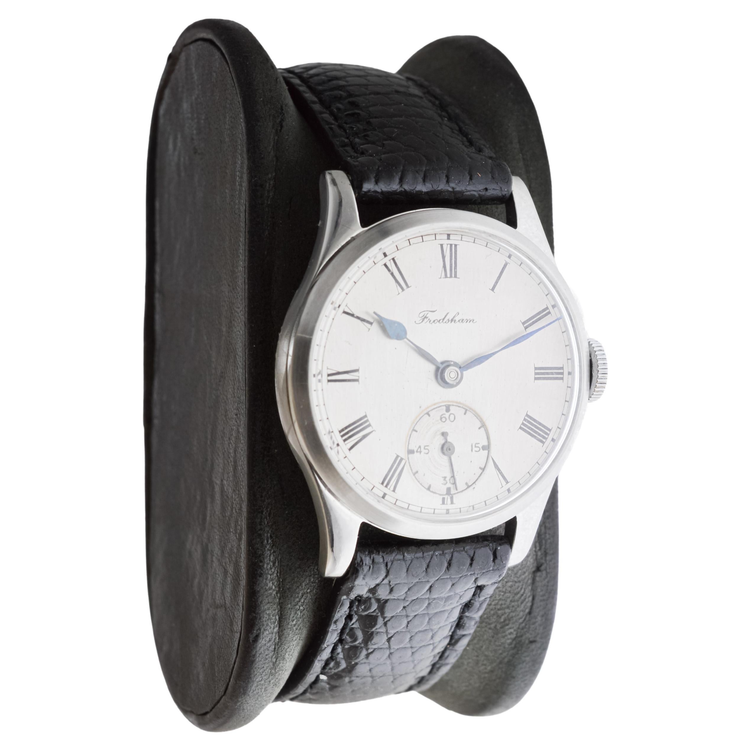 Women's or Men's Frodsham Steel Cased Watch from 1940's with Original Dial British Made For Sale