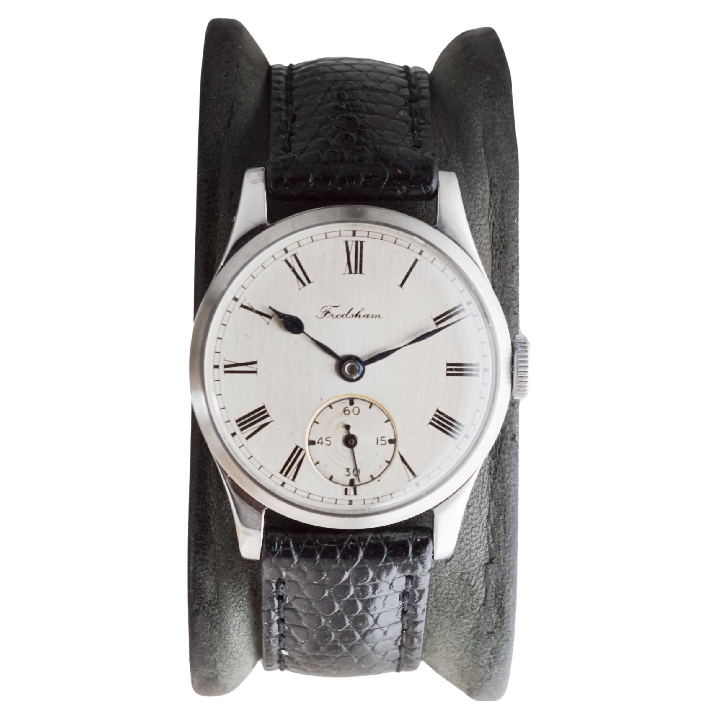 Frodsham Steel Cased Watch from 1940's with Original Dial British Made For Sale 1