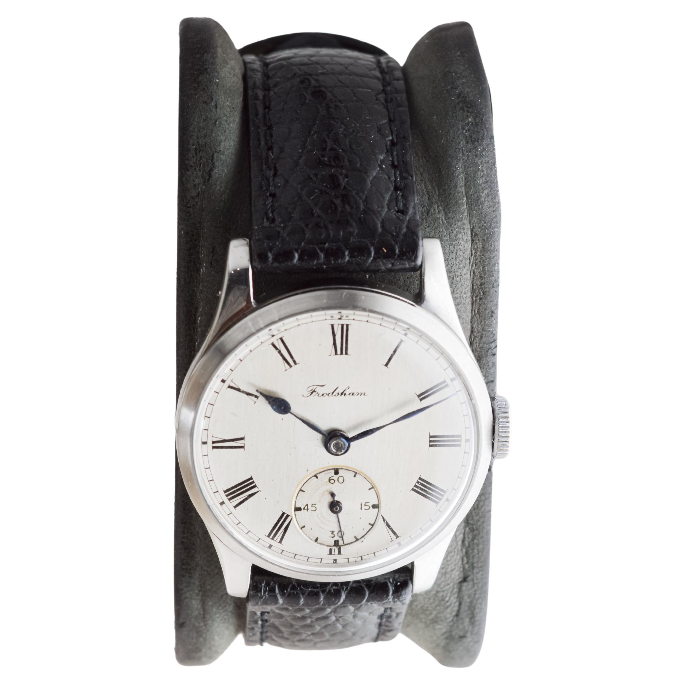Frodsham Steel Cased Watch from 1940's with Original Dial British Made For Sale 2