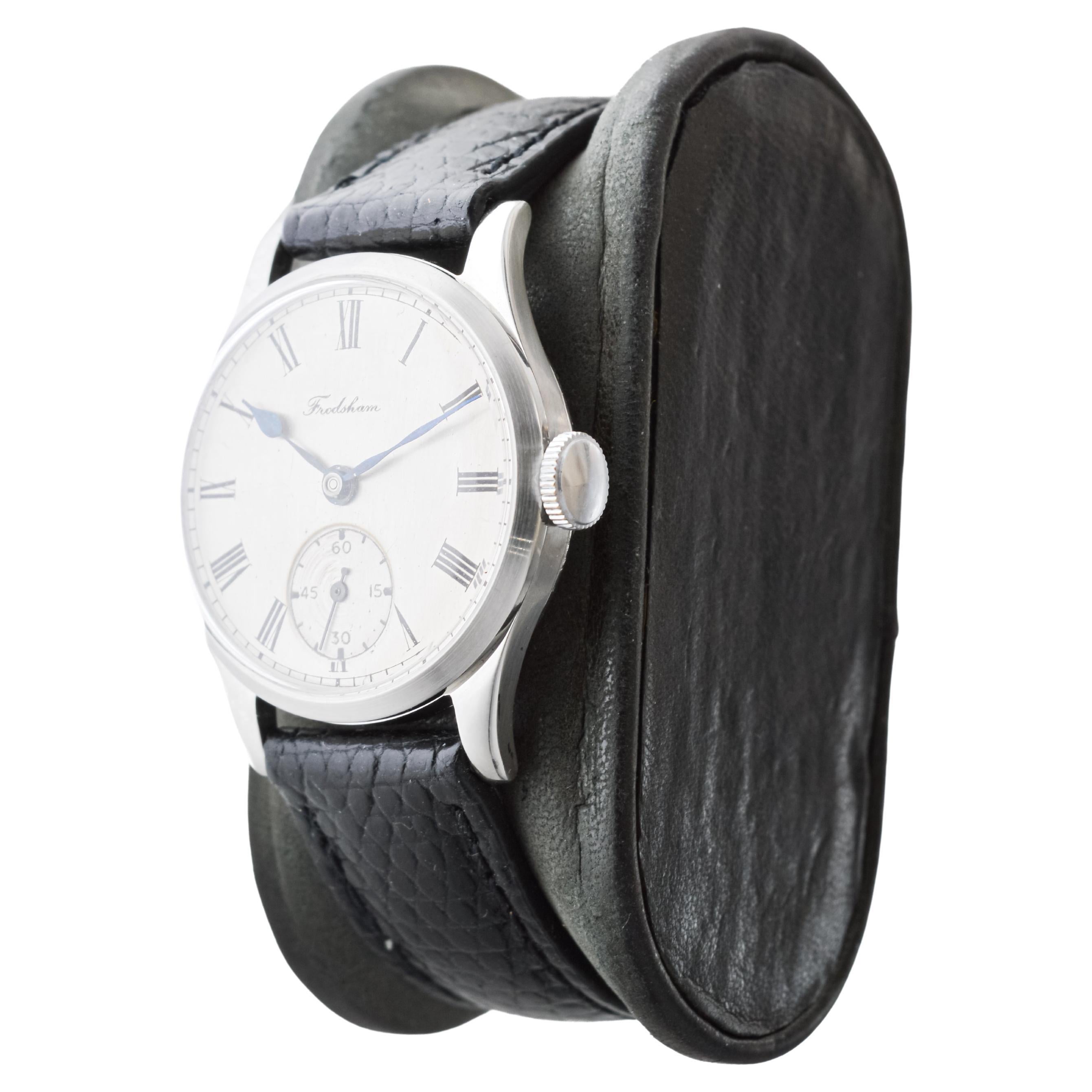 Frodsham Steel Cased Watch from 1940's with Original Dial British Made For Sale 3
