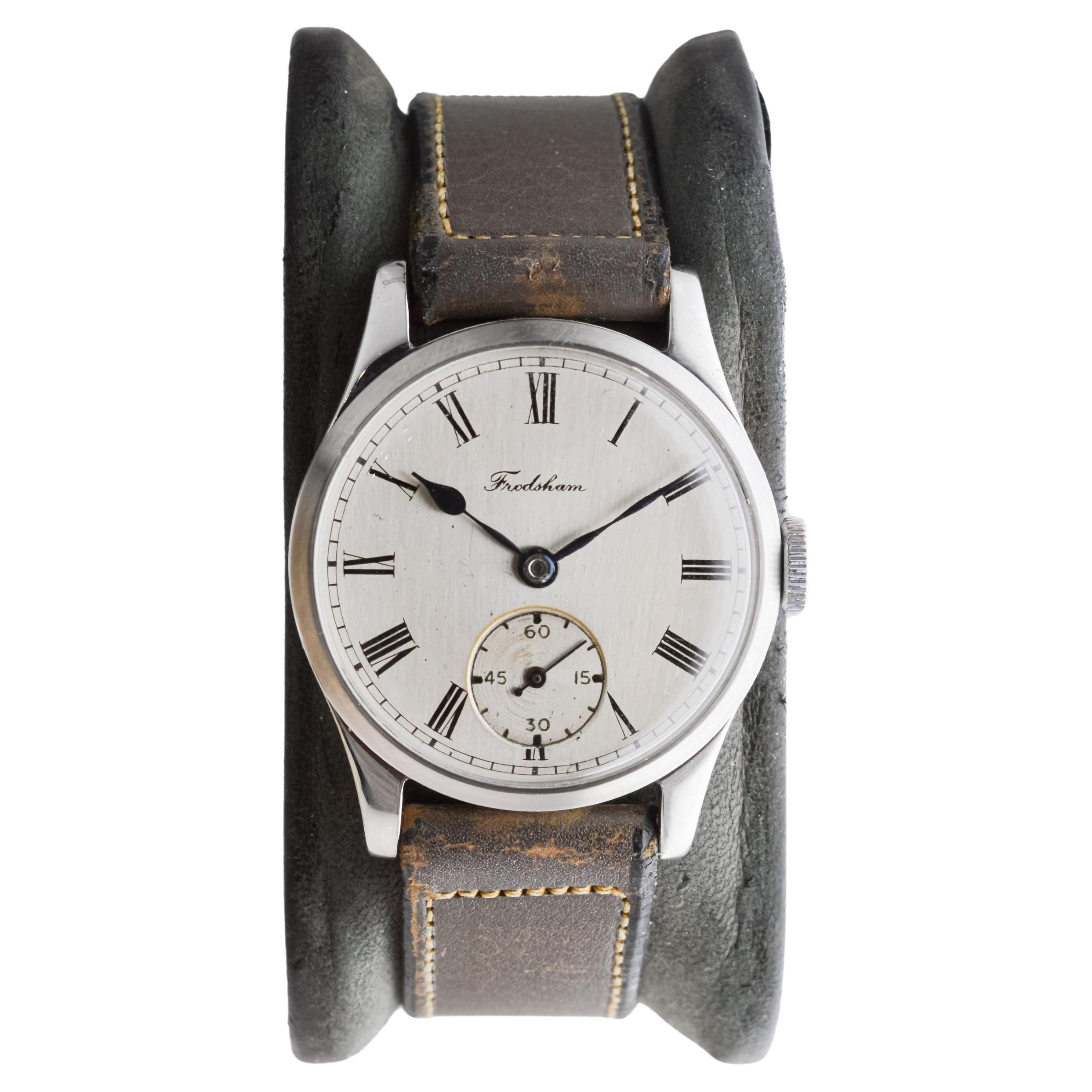 Frodsham Steel Cased Watch from 1940's with Original Dial British Made For Sale