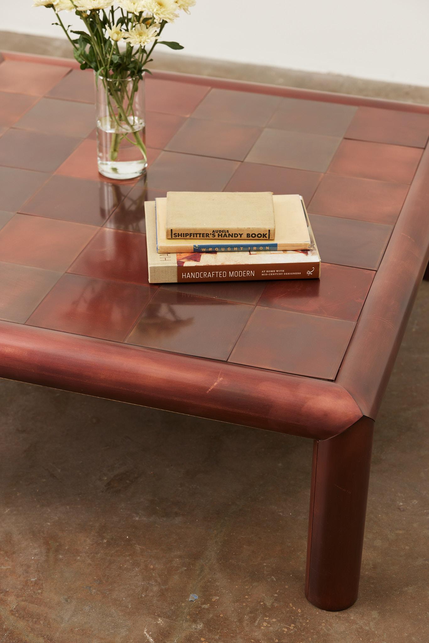 Modern Froe Low Table with Oxidized Copper Finish For Sale