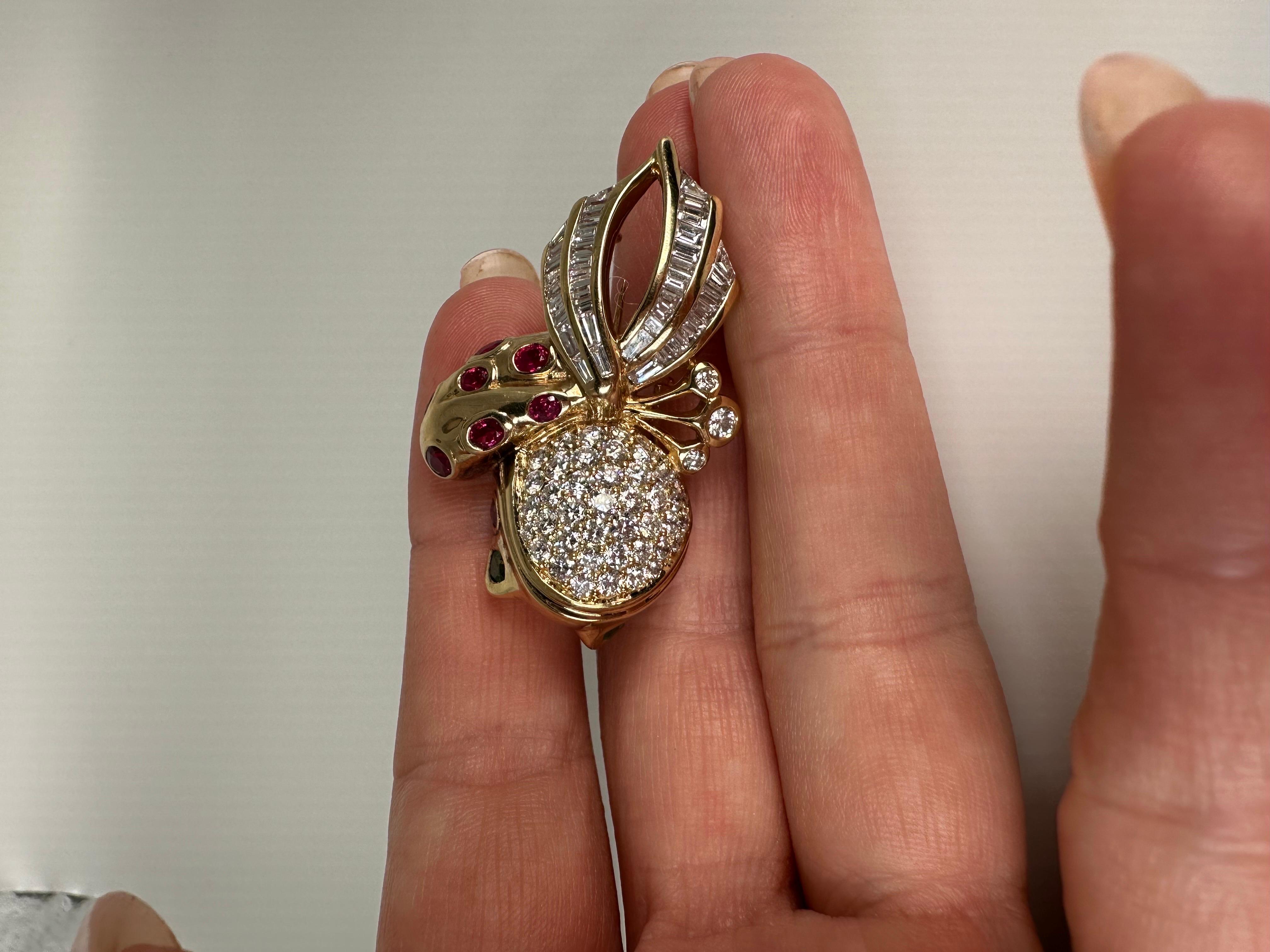 Frog brooch with diamonds and gems 18KT gold In New Condition For Sale In Jupiter, FL