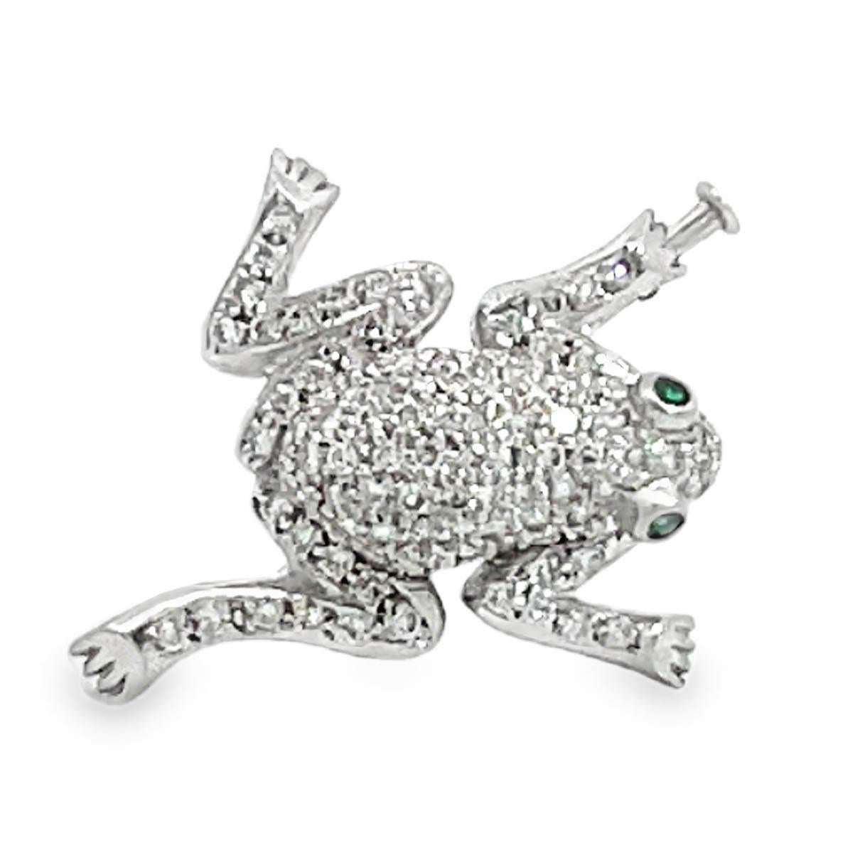 Diamond Frog Brooch Pin For Sale 4
