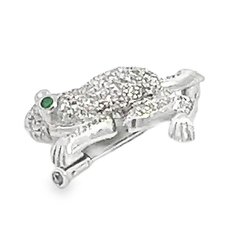 Contemporary Diamond Frog Brooch Pin For Sale